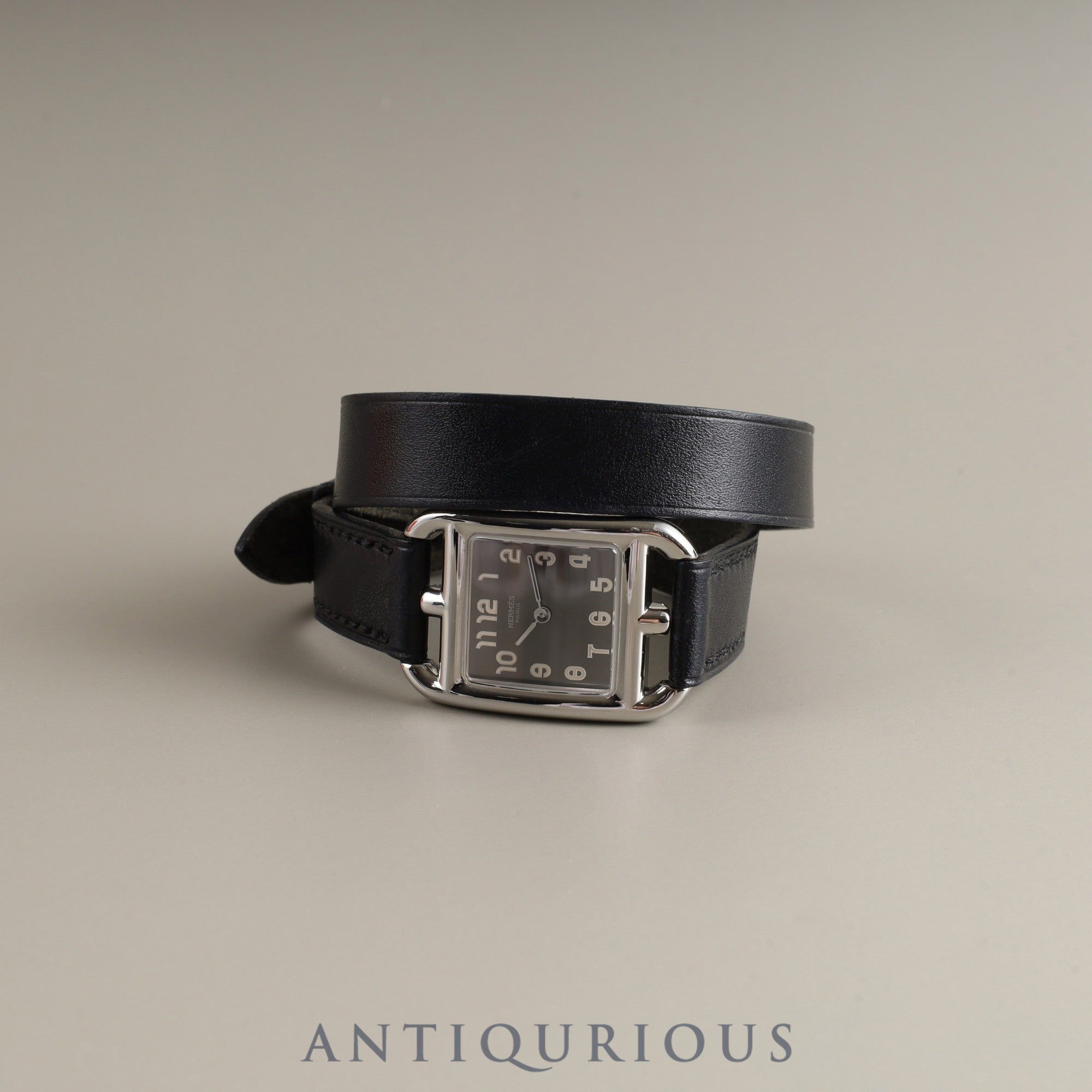 エルメス ケープコッド CC1.210 クォーツ Cal.976.001 SS 純正革ベルト(□J刻:2006年、使用感あり)純正尾錠(SS) グレーアラビア文字盤 箱 冊子 保証書(無記載)オーバーホール済み