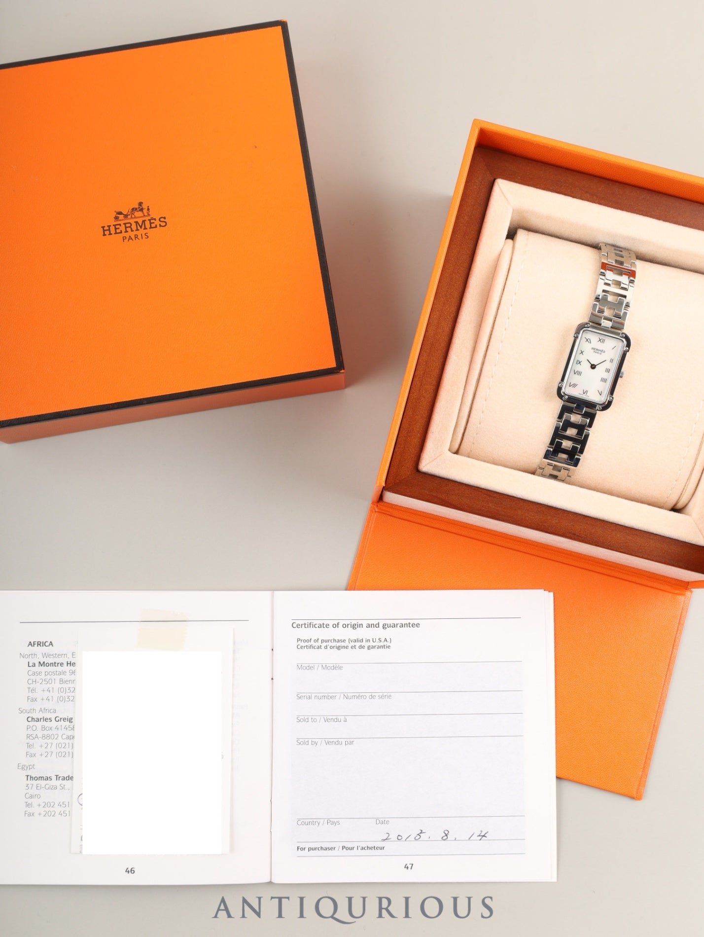 エルメス クロアジュール CR2.210 クォーツ Cal.976.001 SS SS ホワイトシェル文字盤 箱 保証書(2015年)オーバーホール済み