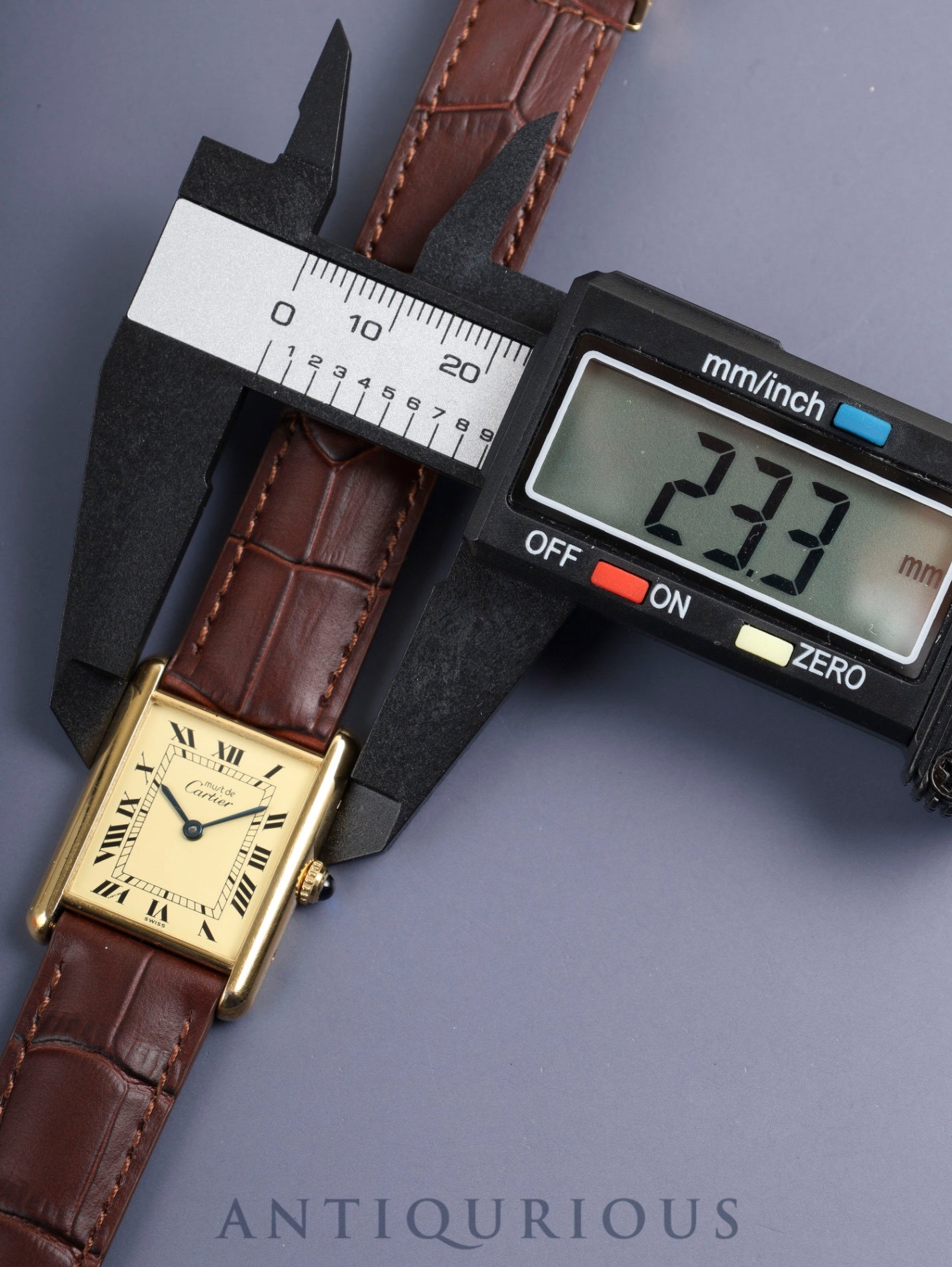 カルティエ マストタンク LM 590005 クォーツ Cal.90 SV925 革 純正尾錠(GP)アイボリーローマン文字盤(SWISS表記) オーバーホール済み