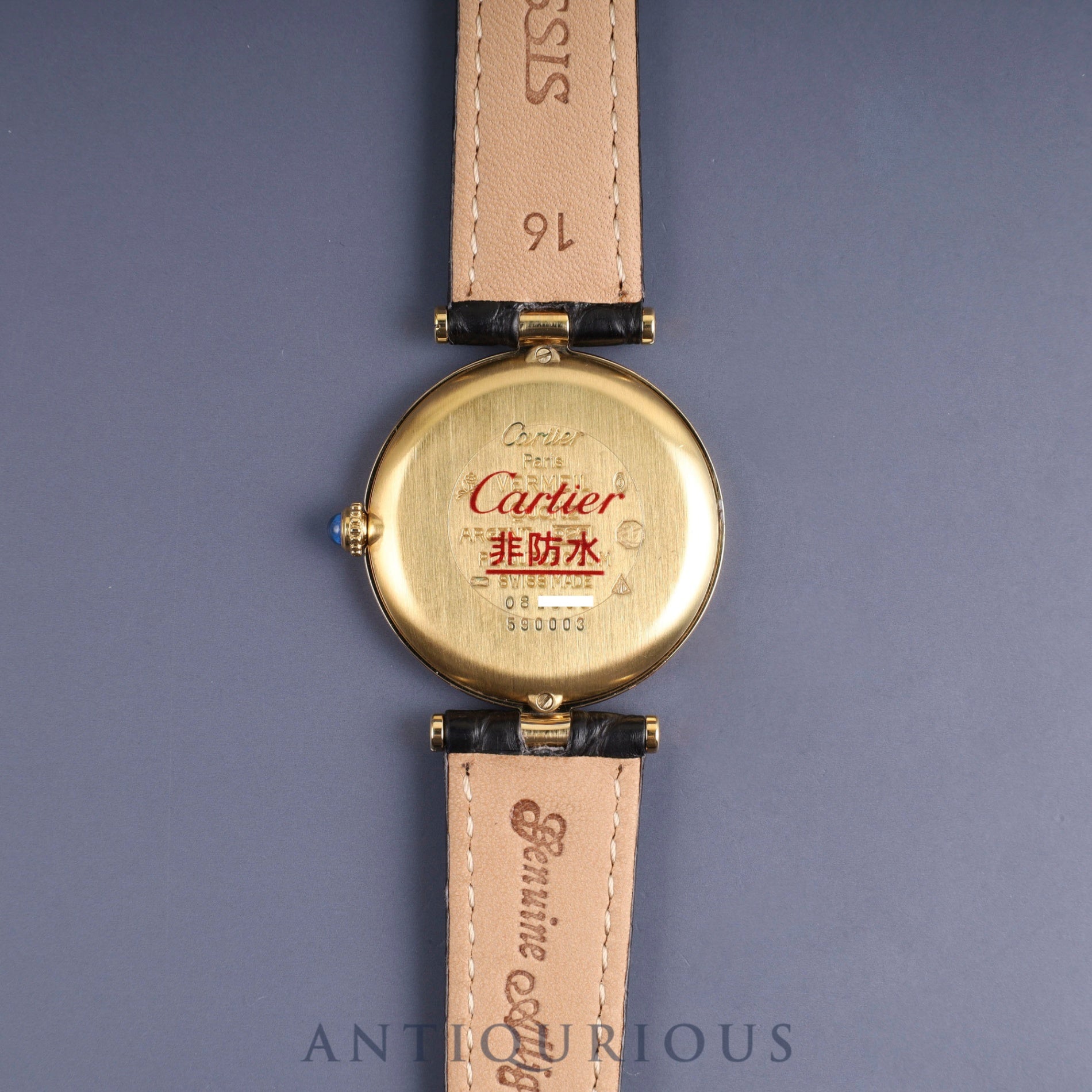 カルティエ マスト ヴァンドーム VLC LM 590003 クォーツ Cal.690 SV925 革 純正Dバックル(GP) オパラン文字盤 オーバーホール済み