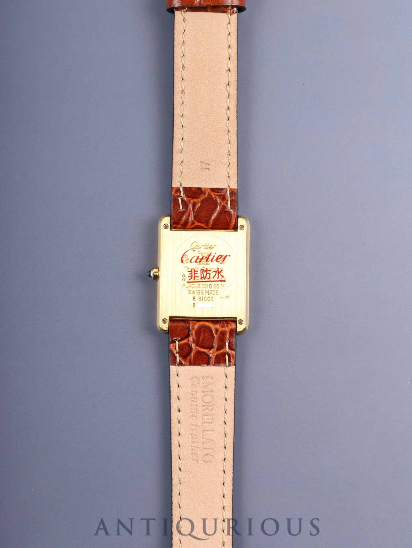 Cartier Must Tank LM 6 81006 Quartz Cal.859 SV925 Leather Original Pin Buckle (GP) Champagne Roman Numeral Dial (SWISS marking) With Original Leather Strap, Polished, Complete Service by Cartier Boutique