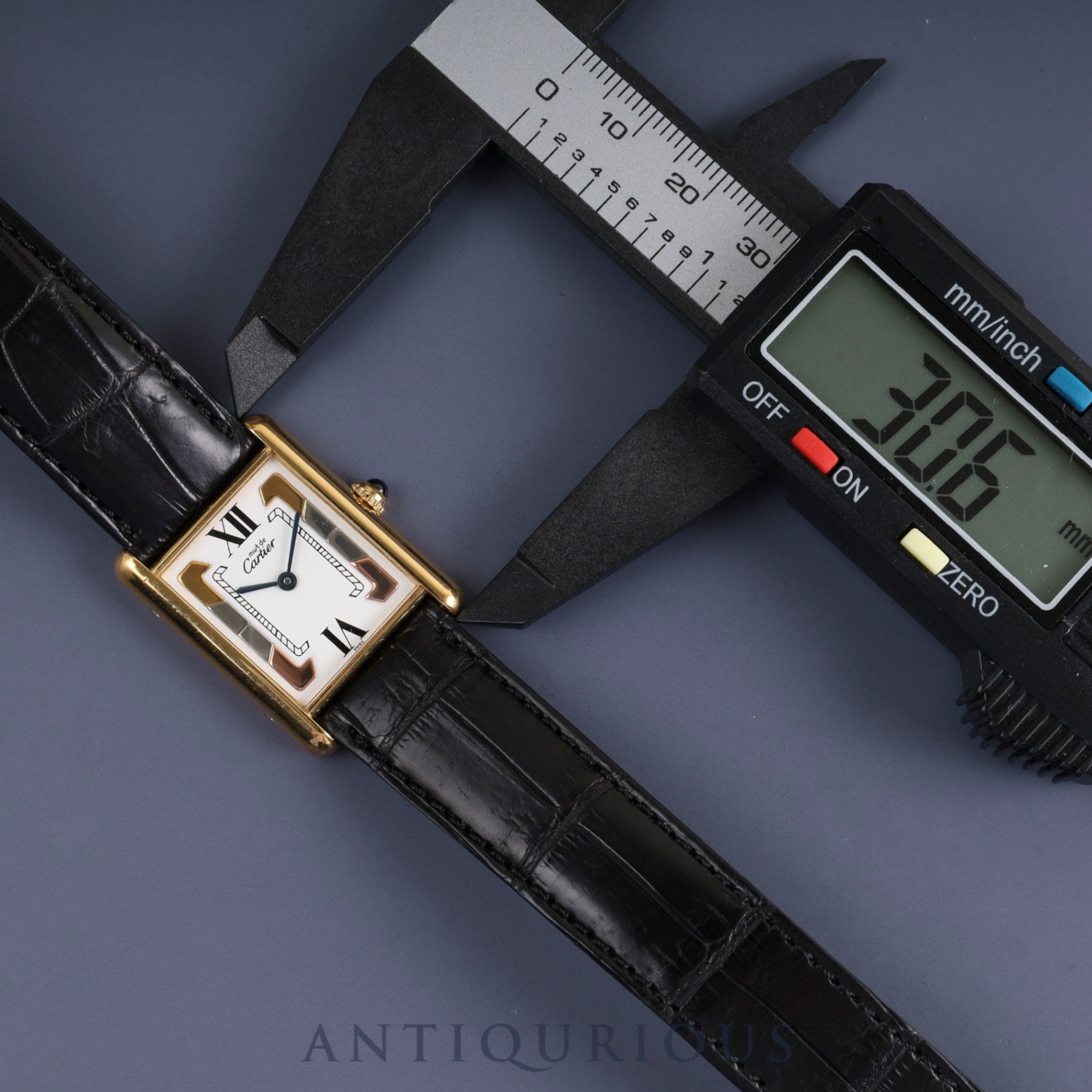 カルティエ マストタンク LM 590005 クォーツ Cal.90 SV925 革 純正Dバックル(GP) トリニティ文字盤 オーバーホール済み