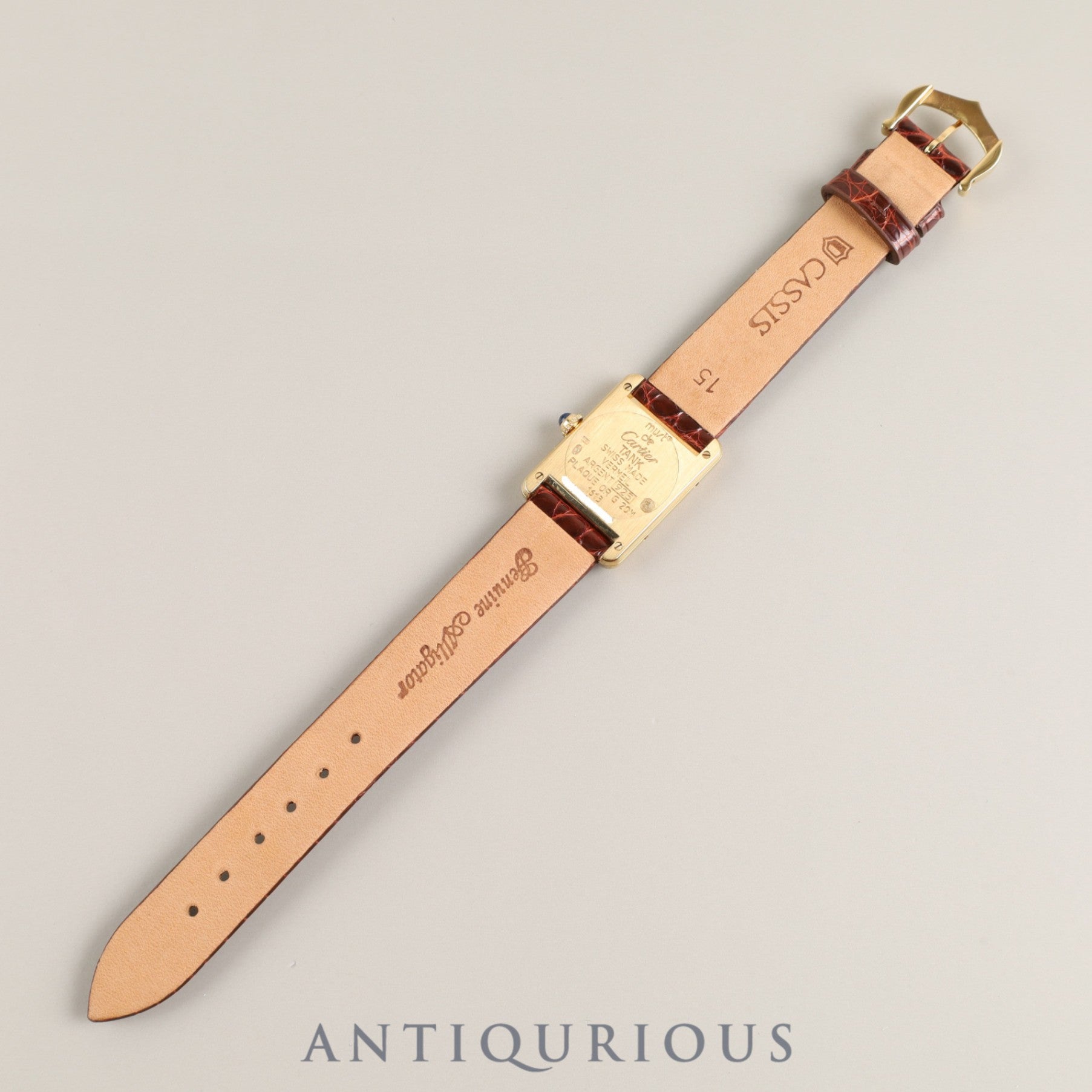 Cartier Must Tank SM 1613 Quartz Cal.057 SV925 Leather Genuine Buckle (GP) Ivory Dial Box Warranty (1996) Overhauled