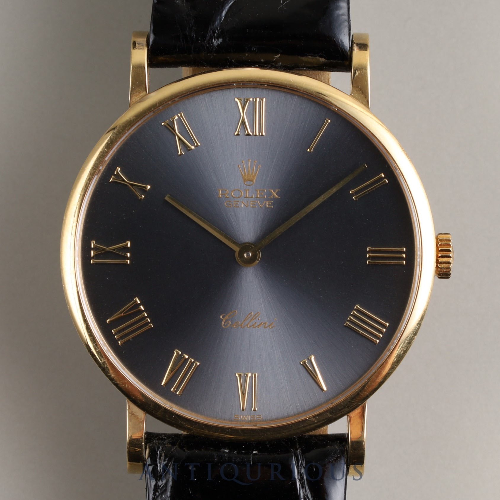 ロレックス チェリーニ 5112/8 手巻き Cal.1601 18KYG 革 純正尾錠(750)グレー文字盤 N番 1991年 保証書(1993年)