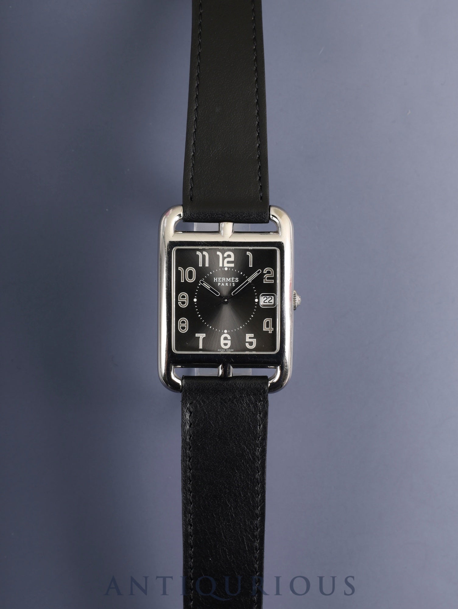 エルメス ケープコッド CC1.810 クォーツ SS 革 純正バックル(SS)グレーアラビア文字盤 箱 冊子 保証書(2009年)オーバーホール済み