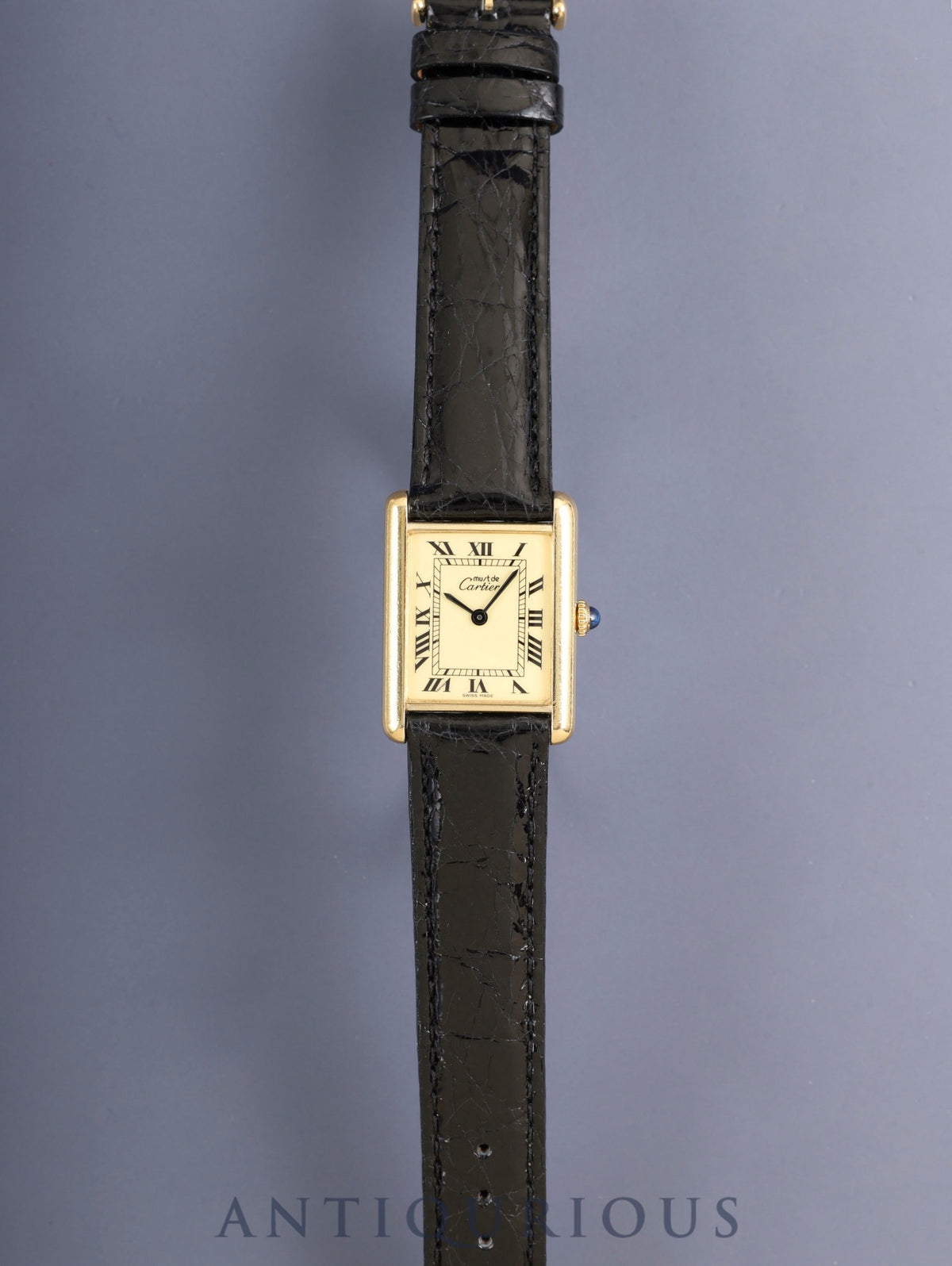 Cartier Must Tank LM Hand-wound SV925 Leather Genuine Buckle (GP) Ivory Roman Dial (SWISS MADE) Complete service (full maintenance) done at Cartier boutique