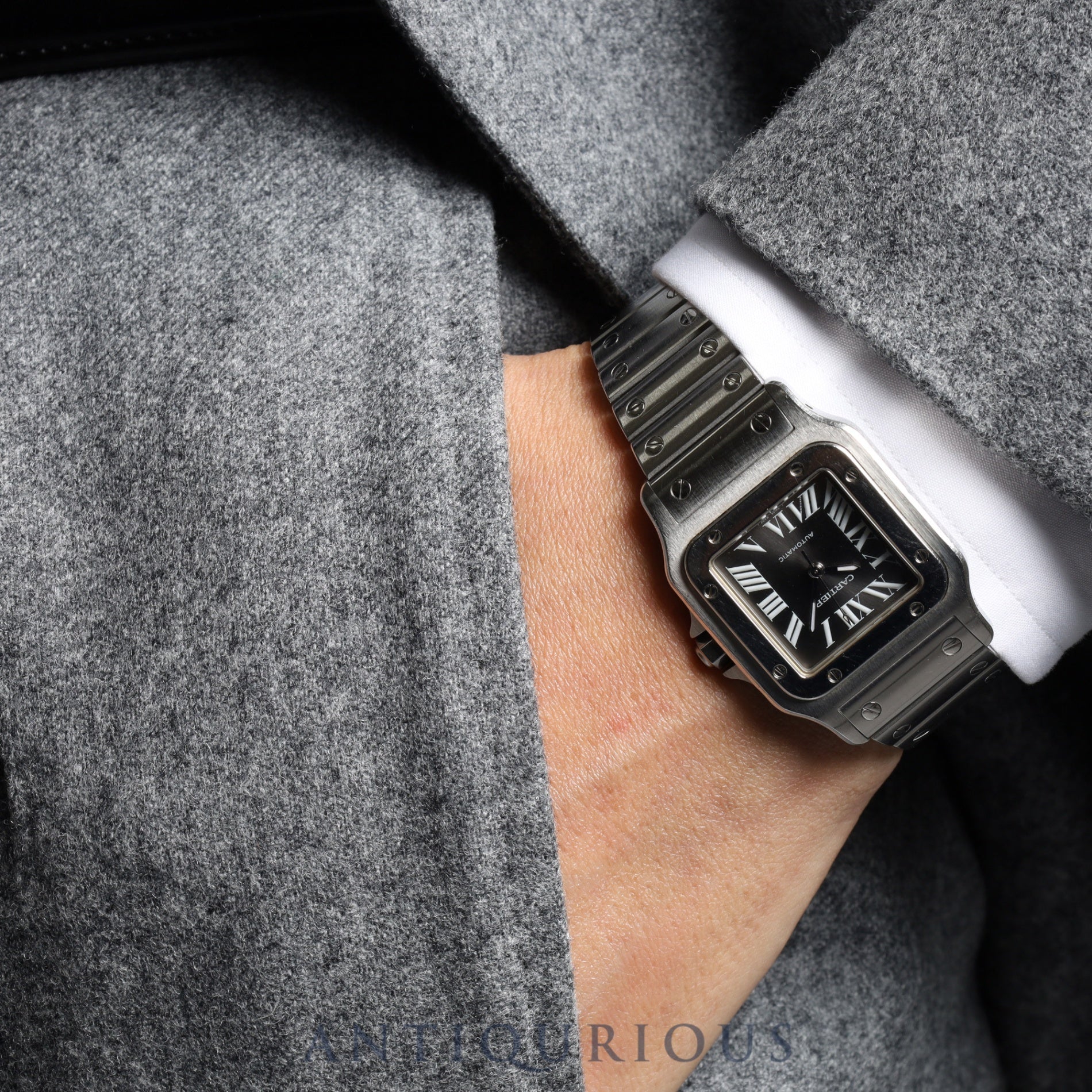 Cartier Santos Galbee LM 2319 Automatic Cal.381A SS SS Gray Roman Dial Overhauled