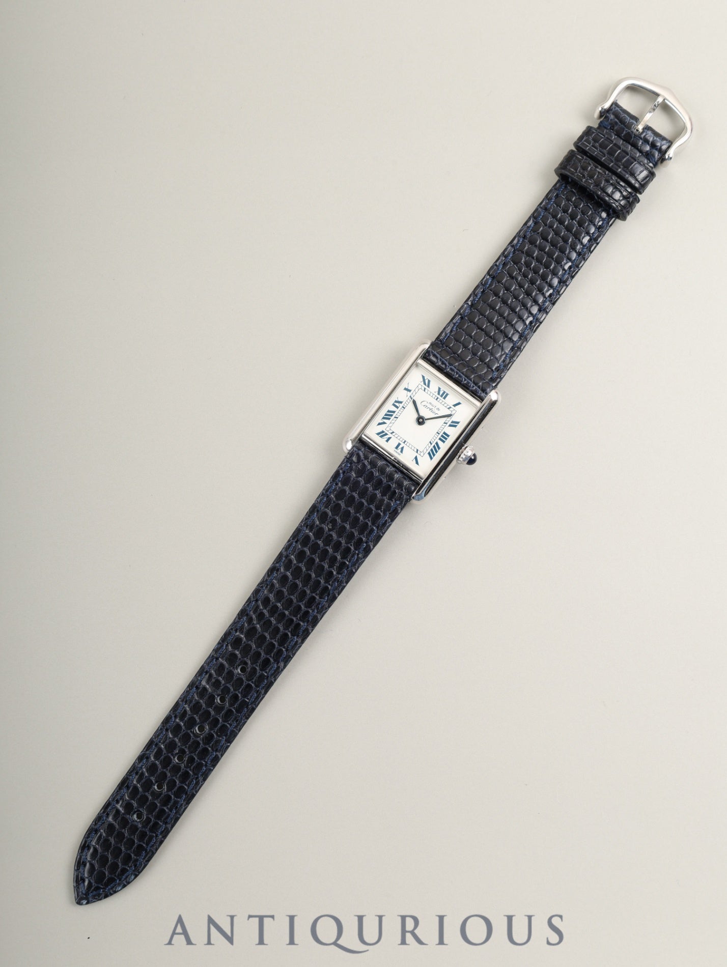 カルティエ マストタンク SM 1614 クォーツ Cal.057 SV925 革 純正ピンバックル(SS)ホワイトローマン文字盤 (SWISS表記) オーバーホール済み