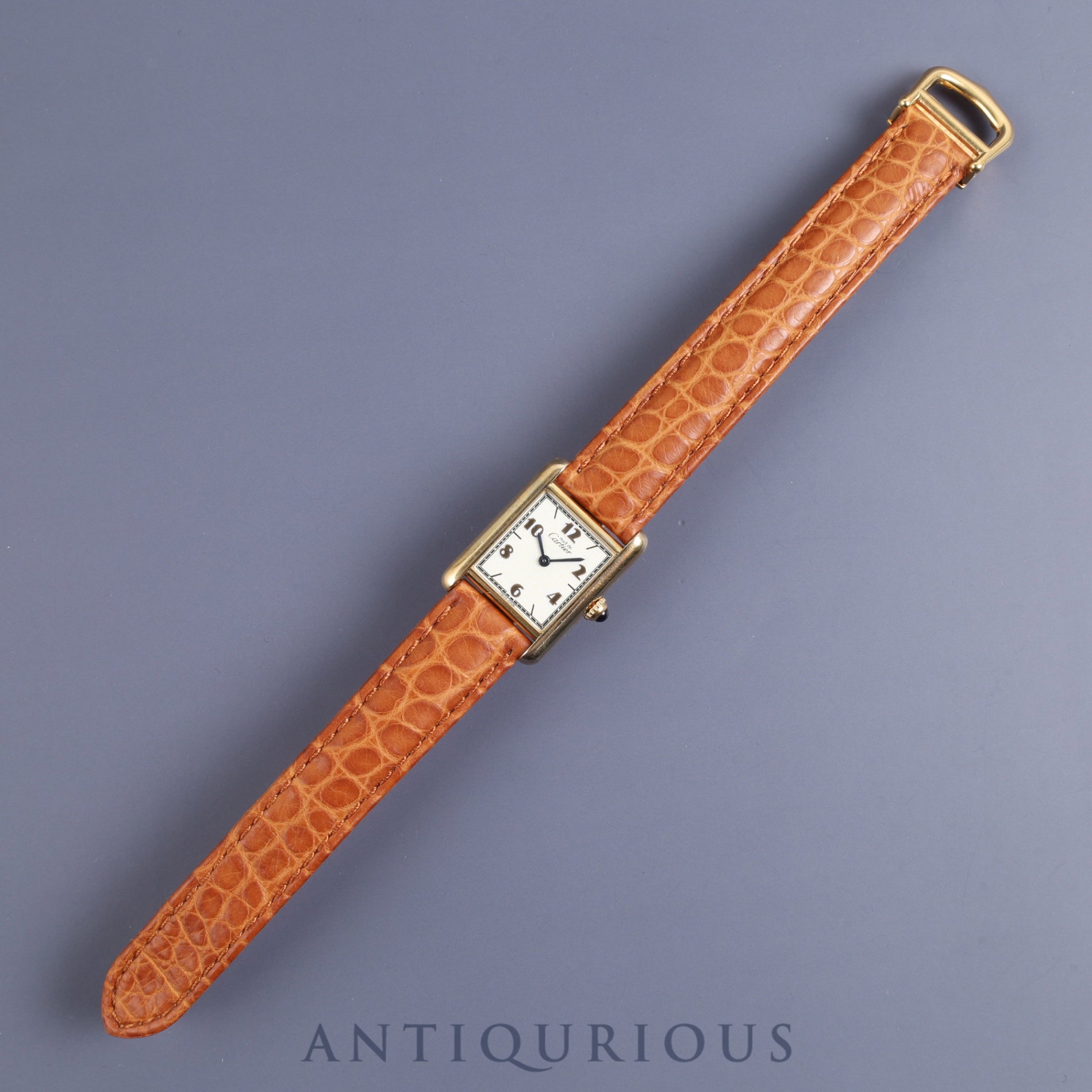 Cartier Must Tank SM 5057001 Quartz SV925 Leather Genuine D Buckle (GP) Arabic CC Dial Complete service (full maintenance) completed at Cartier boutique