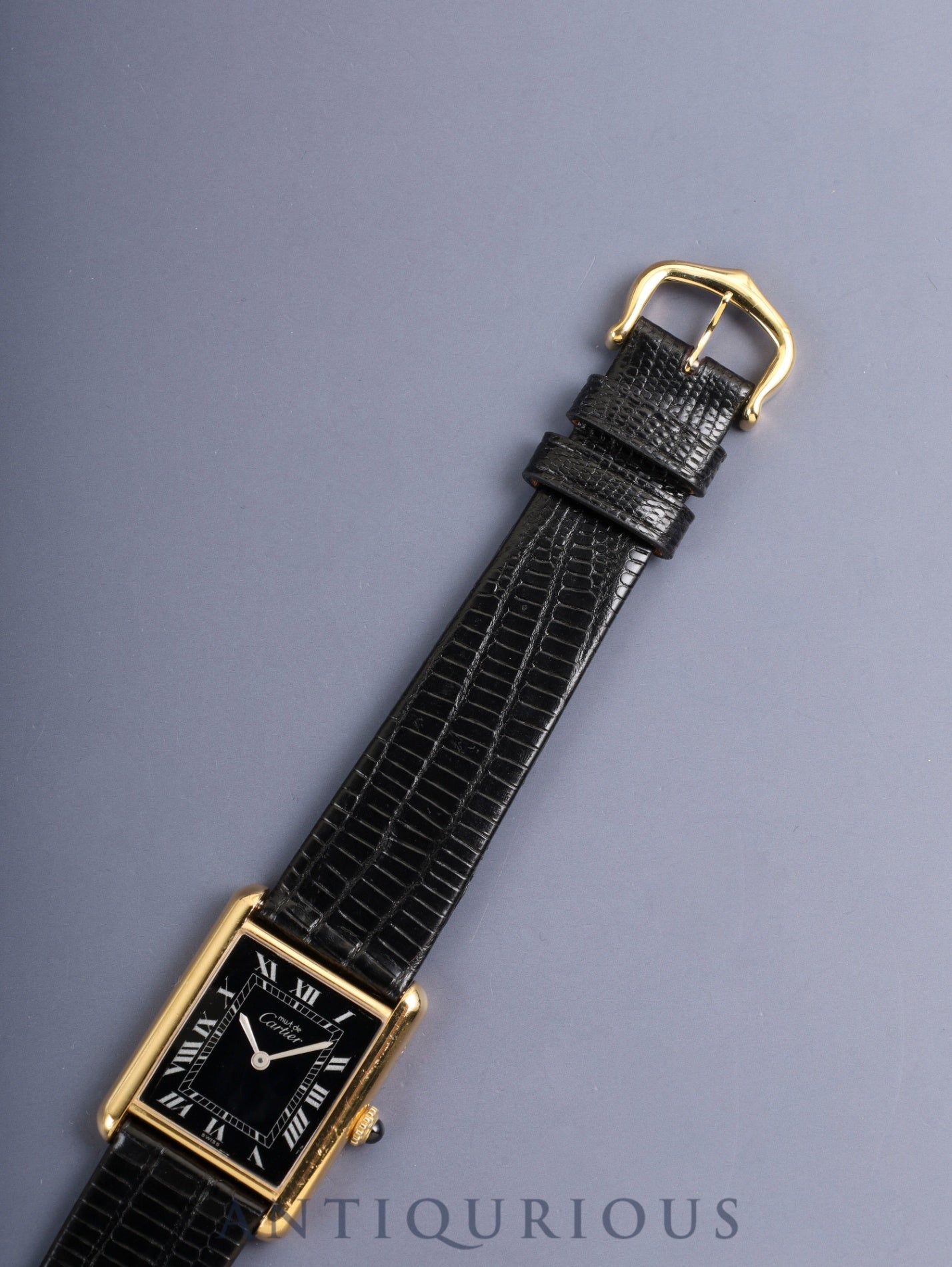 カルティエ マストタンク LM 6 手巻き Cal.78-1 SV925 革 純正ピンバックル(GP)ブラックローマン文字盤(SWISS表記)オーバーホール済み 新品仕上げ済み