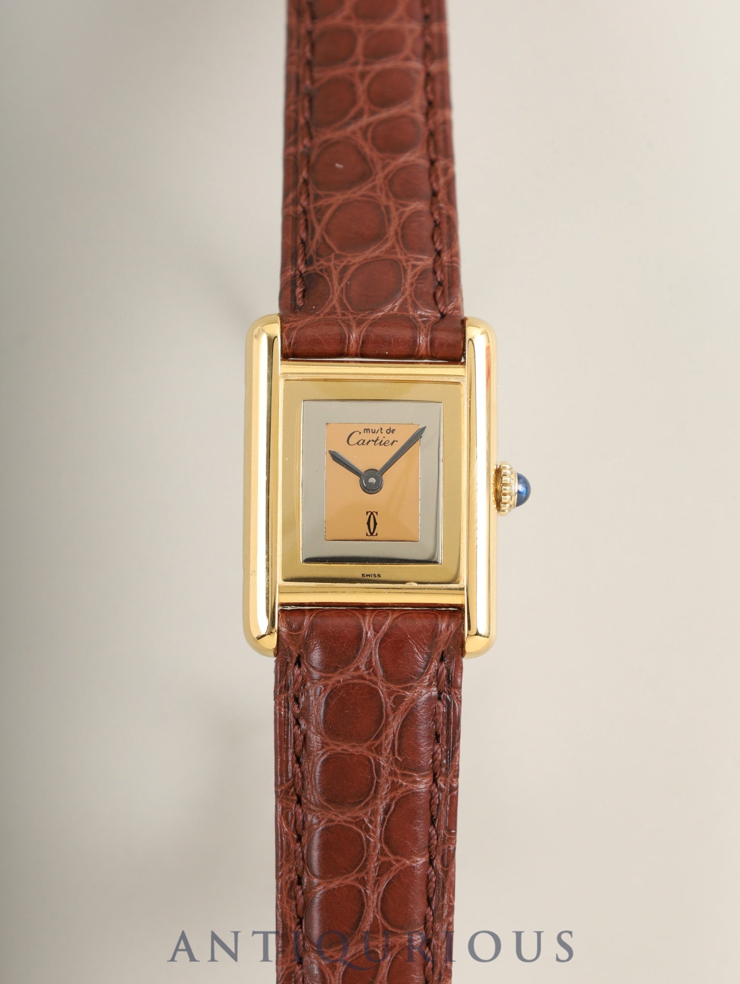 カルティエ マストタンク SM 手巻き Cal.78-1 革 純正尾錠(GP) スクエアトリニティ文字盤(SWISS表記)オーバーホール済み