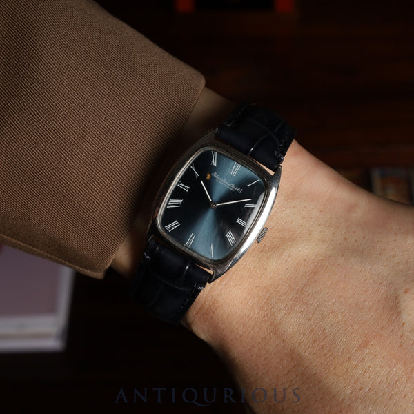 IWC Old Inter Schauhausen 2582 Manual Winding Caliber 423 Stainless Steel Leather Strap with Aftermarket Buckle, Blue Roman Dial, Overhauled