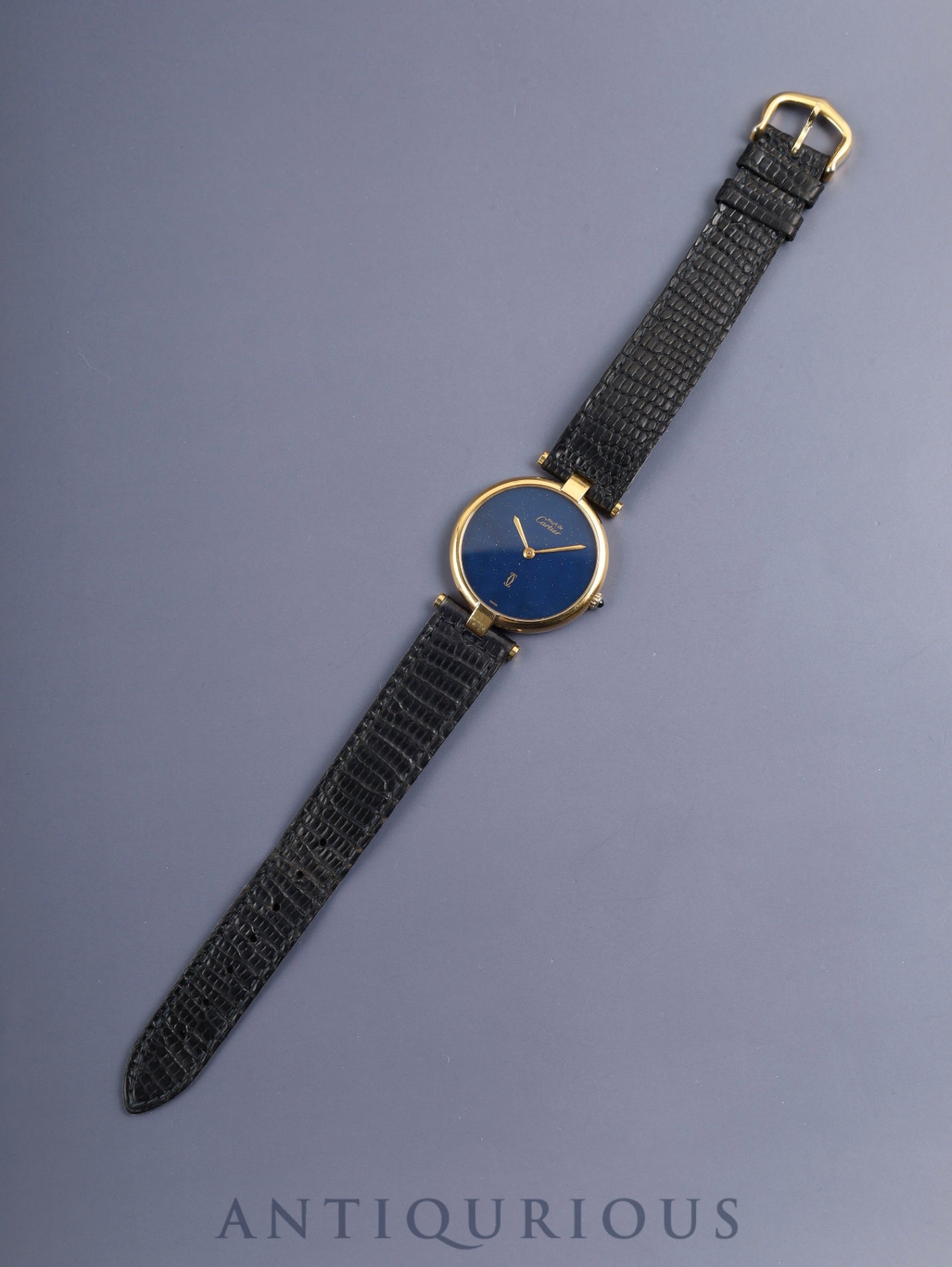 Cartier Must Vendome VLC LM 17 Quartz Cal.81 SV925 Leather Original Pin Buckle (GP) Lapis Lazuli Dial (SWISS) Overhauled