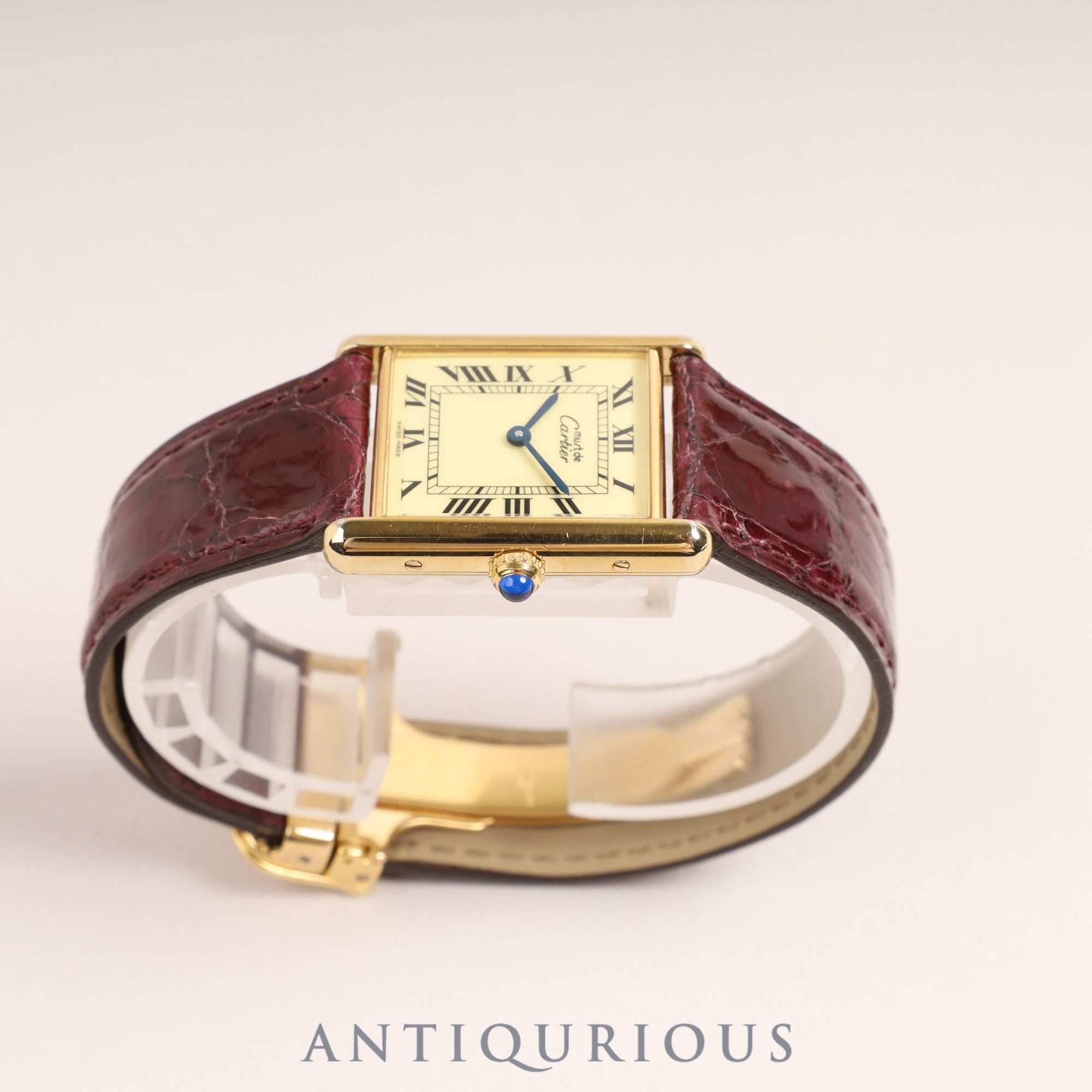 Cartier Must Tank LM QZ Ivory Roman Dial D Buckle Fully Serviced