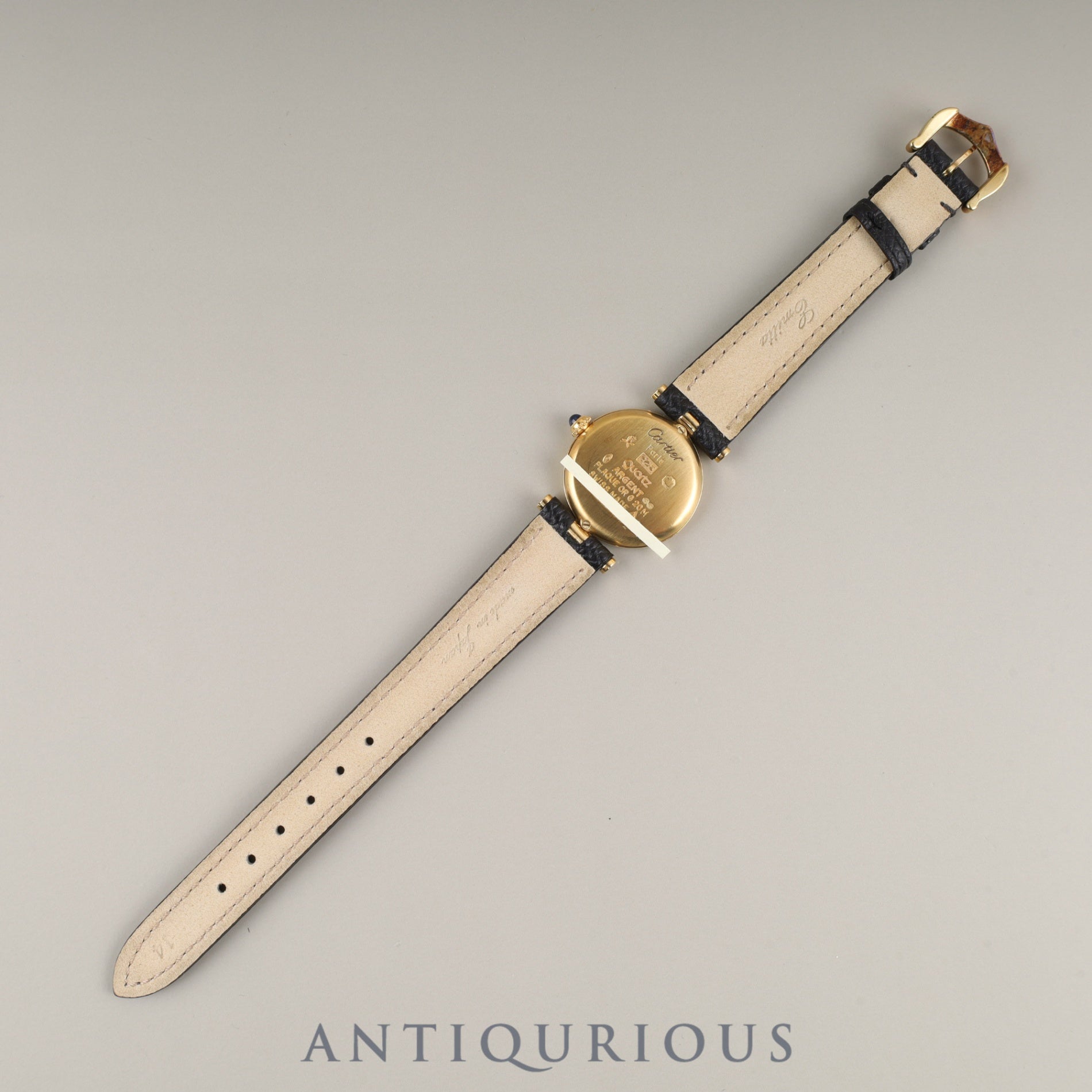 Cartier Must Vendôme VLC SM Quartz Cal.690 SV925 Leather Strap with Genuine GP Buckle, Ivory Roman Dial, Overhauled