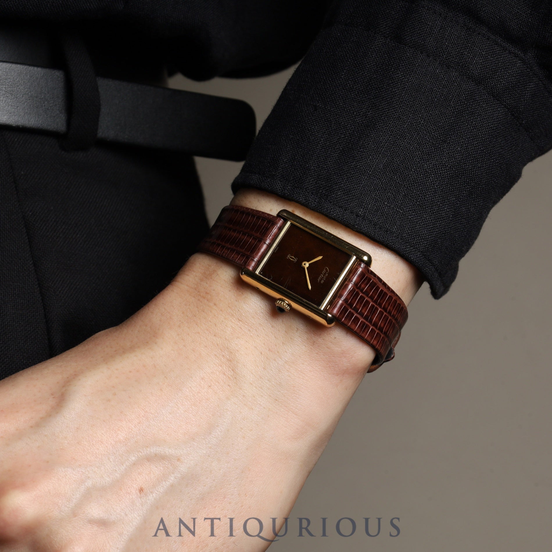 Cartier Must Tank LM Manual winding Cal.78-1 SV925 Leather Genuine buckle (GP) Mahogany dial Overhauled