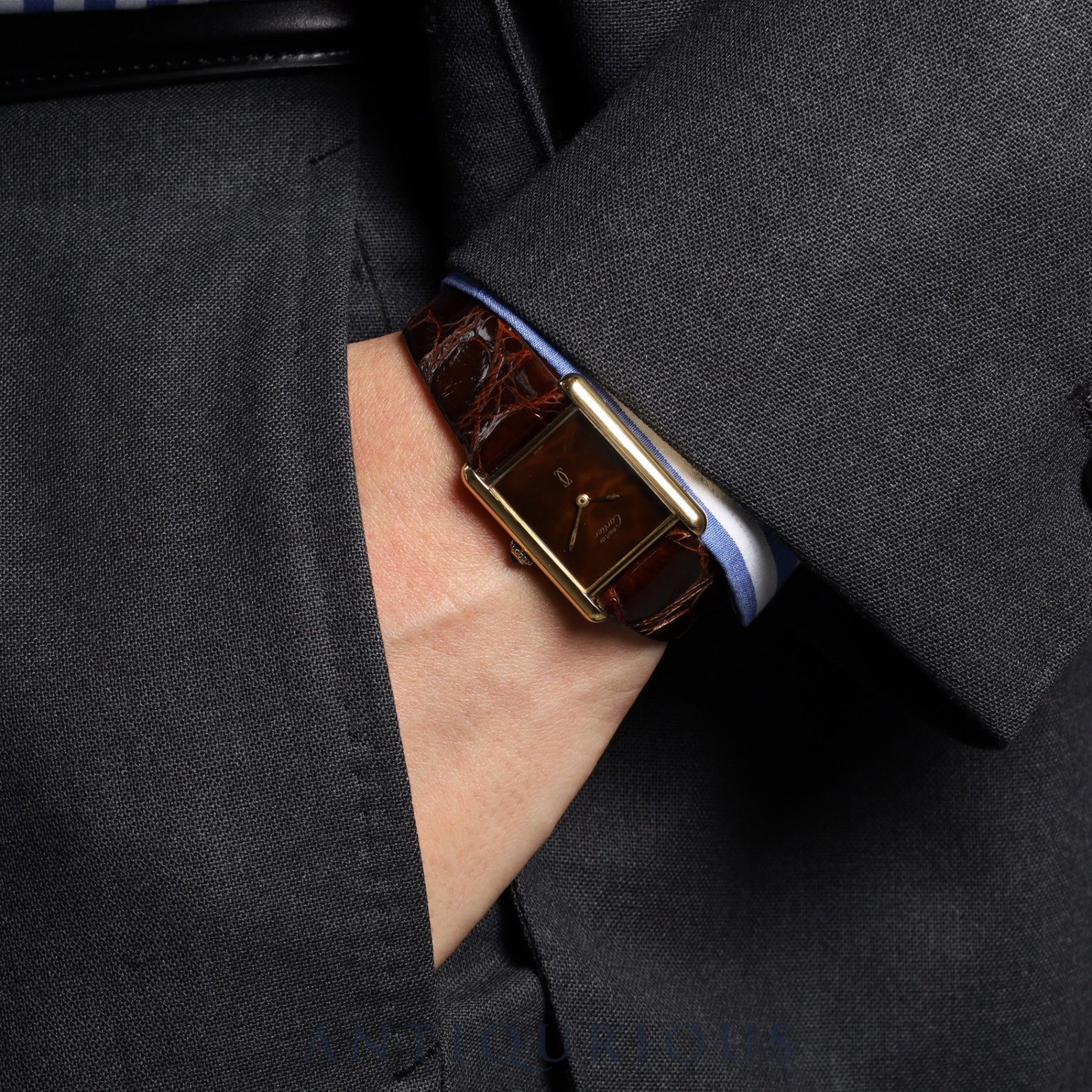 Cartier Must Tank LM Manual winding Cal.78-1 SV925 Leather Genuine buckle (GP) Mahogany dial Overhauled