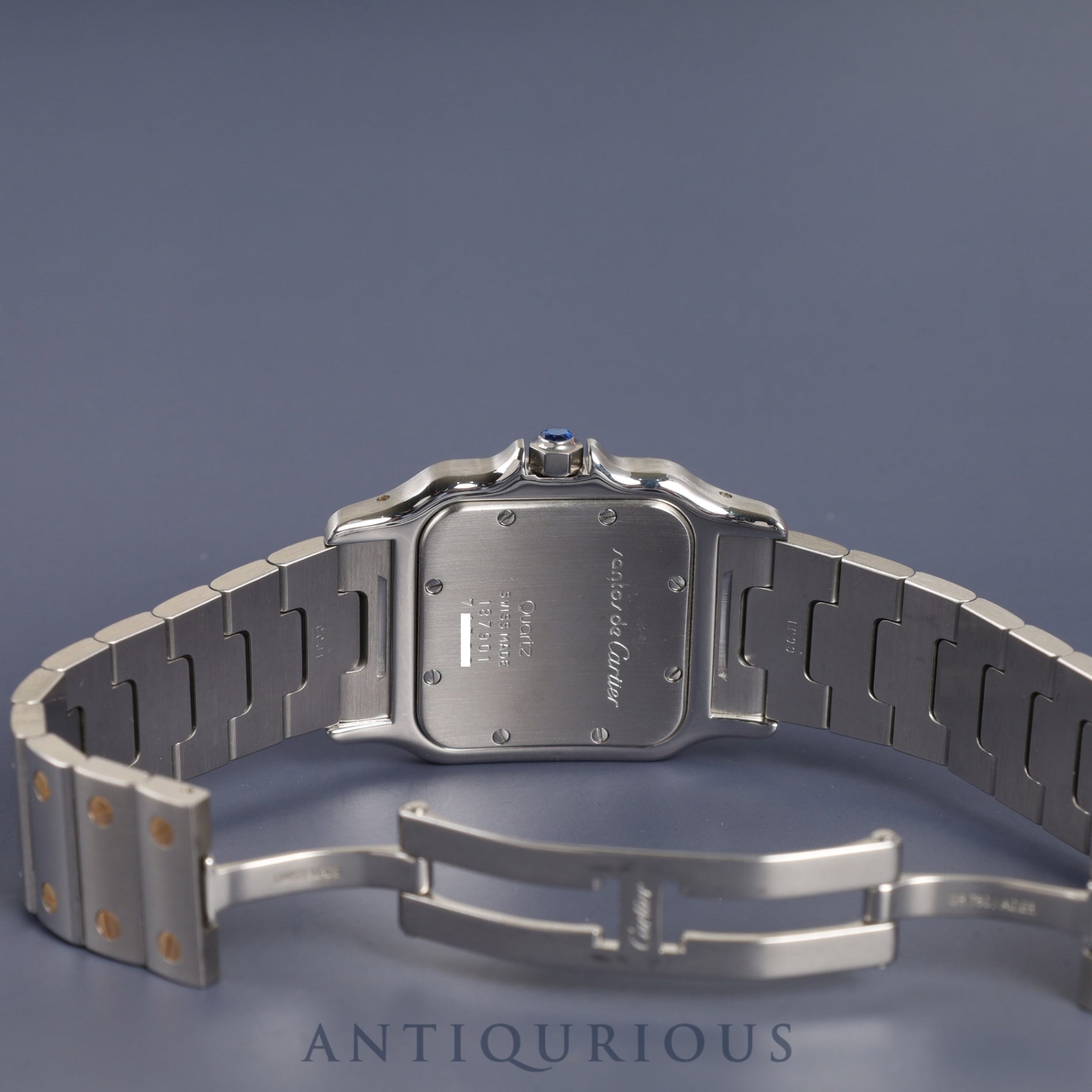 Cartier Santos Galbee LM W20030C4 / 187901 Quartz Caliber 687 Stainless Steel/Yellow Gold with Gray Roman Dial, Overhauled