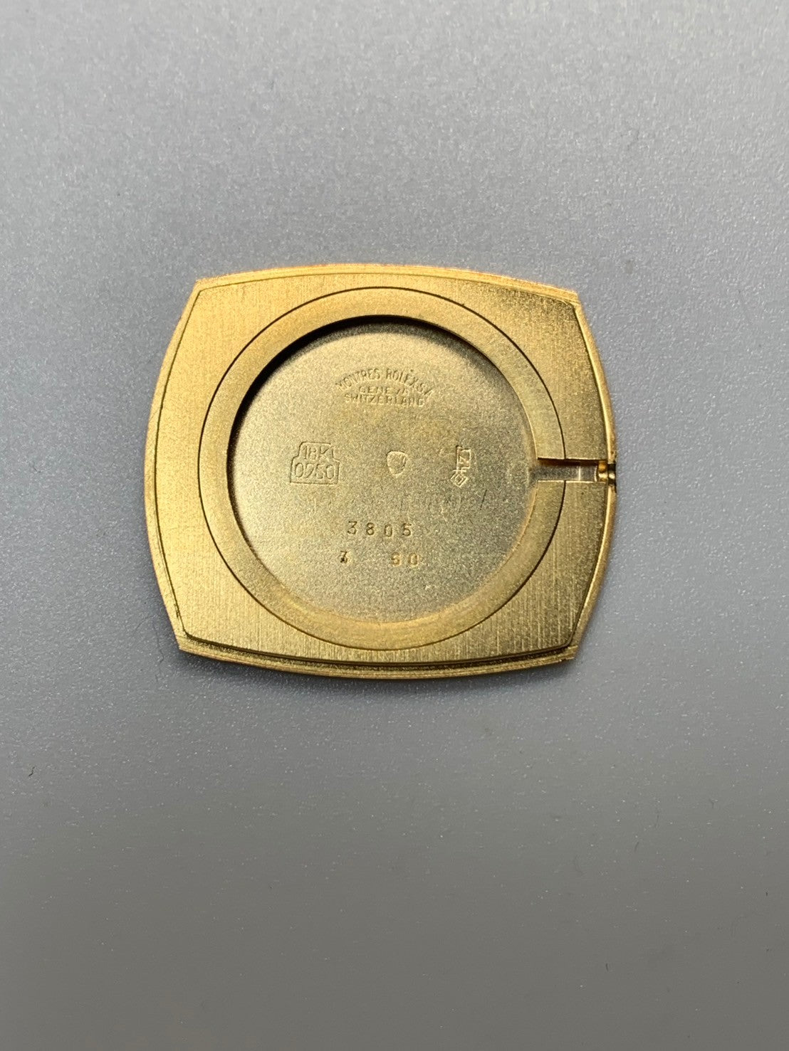 ロレックス チェリーニ 3805 手巻き Cal.1600 革 750YG 純正ピンバックル(GP)ホワイトローマン文字盤 33番(1971年)箱 冊子 三越修理明細(2005年 / 2022年 / 個人名記載有り) 純正革ベルト付き オーバーホール済み