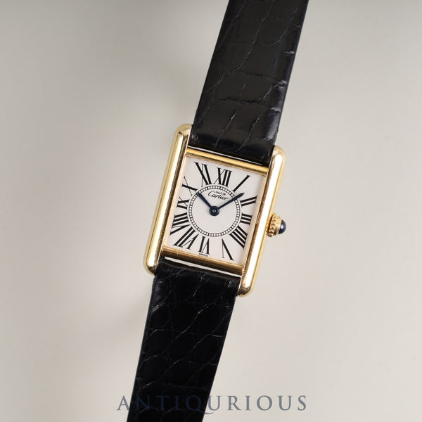 Cartier Must Tank SM 5057001 Quartz SV925 Leather Genuine Buckle (GP) Opalan Dial Complete service (full maintenance) completed at Cartier boutique