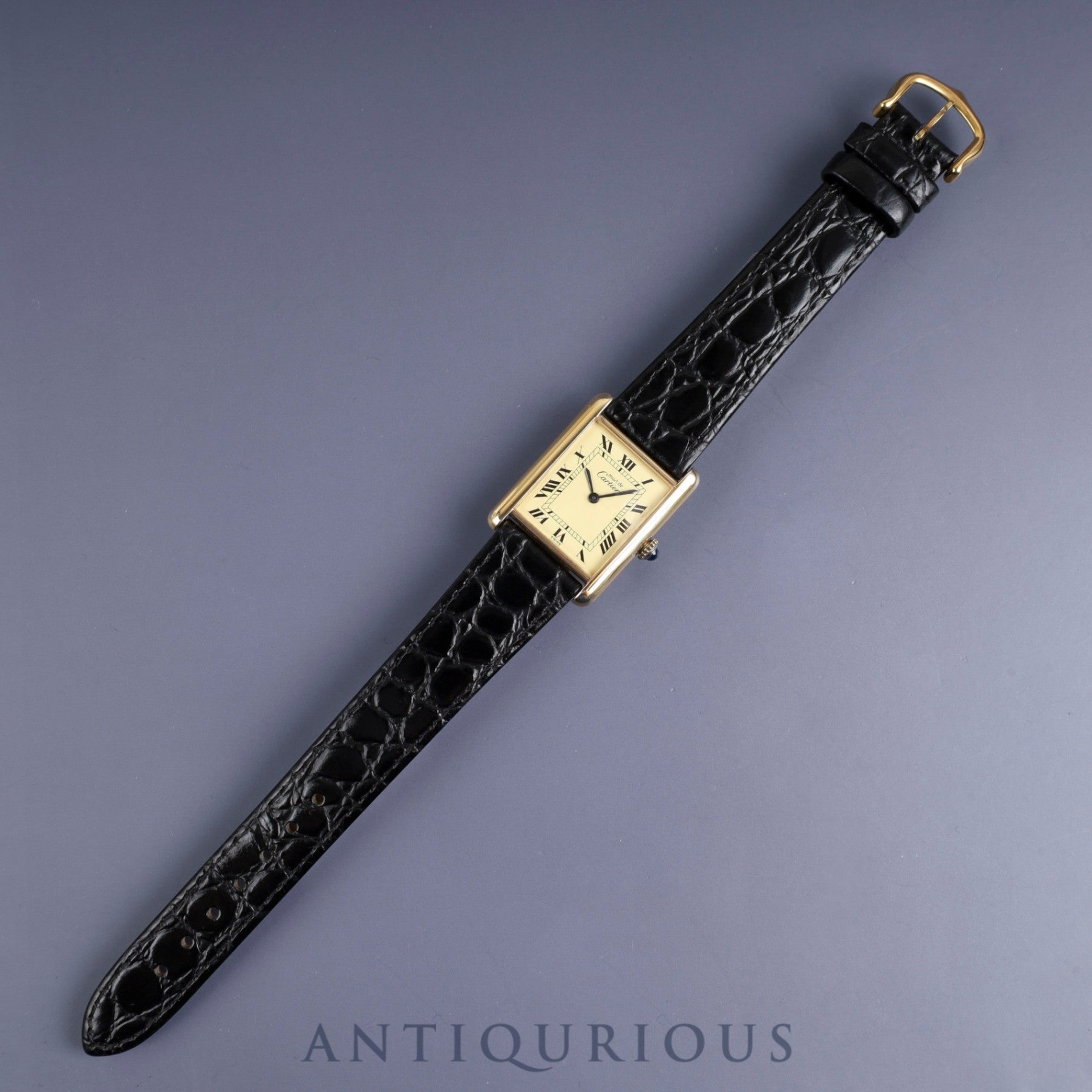Cartier Must Tank LM Manual winding Cal.78-1 SV925 Leather Genuine buckle (GP) Ivory Roman dial Overhauled