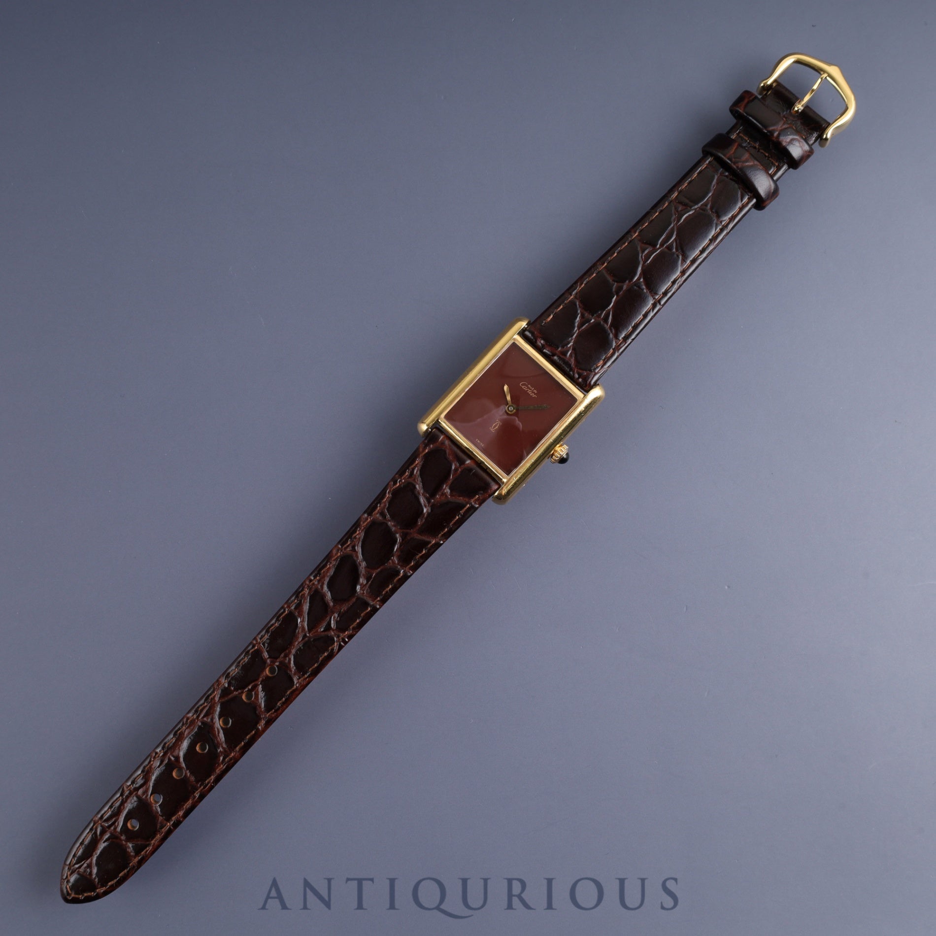 Cartier Must Tank LM Manual winding SV925 Leather Genuine buckle (GP) Garnet dial Bordeaux dial Overhauled New finish