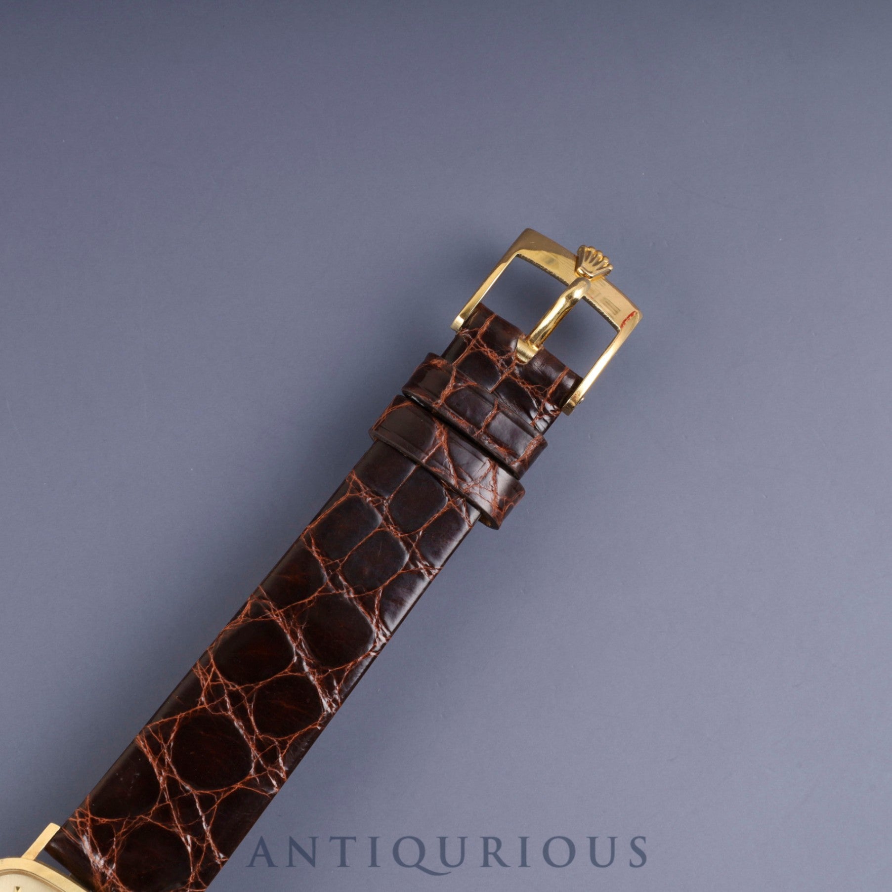 Rolex Cellini 4113 Manual Winding Caliber 1600 750 Leather Strap with Genuine Buckle (GP) Champagne Dial No. 42 (1974) Overhauled