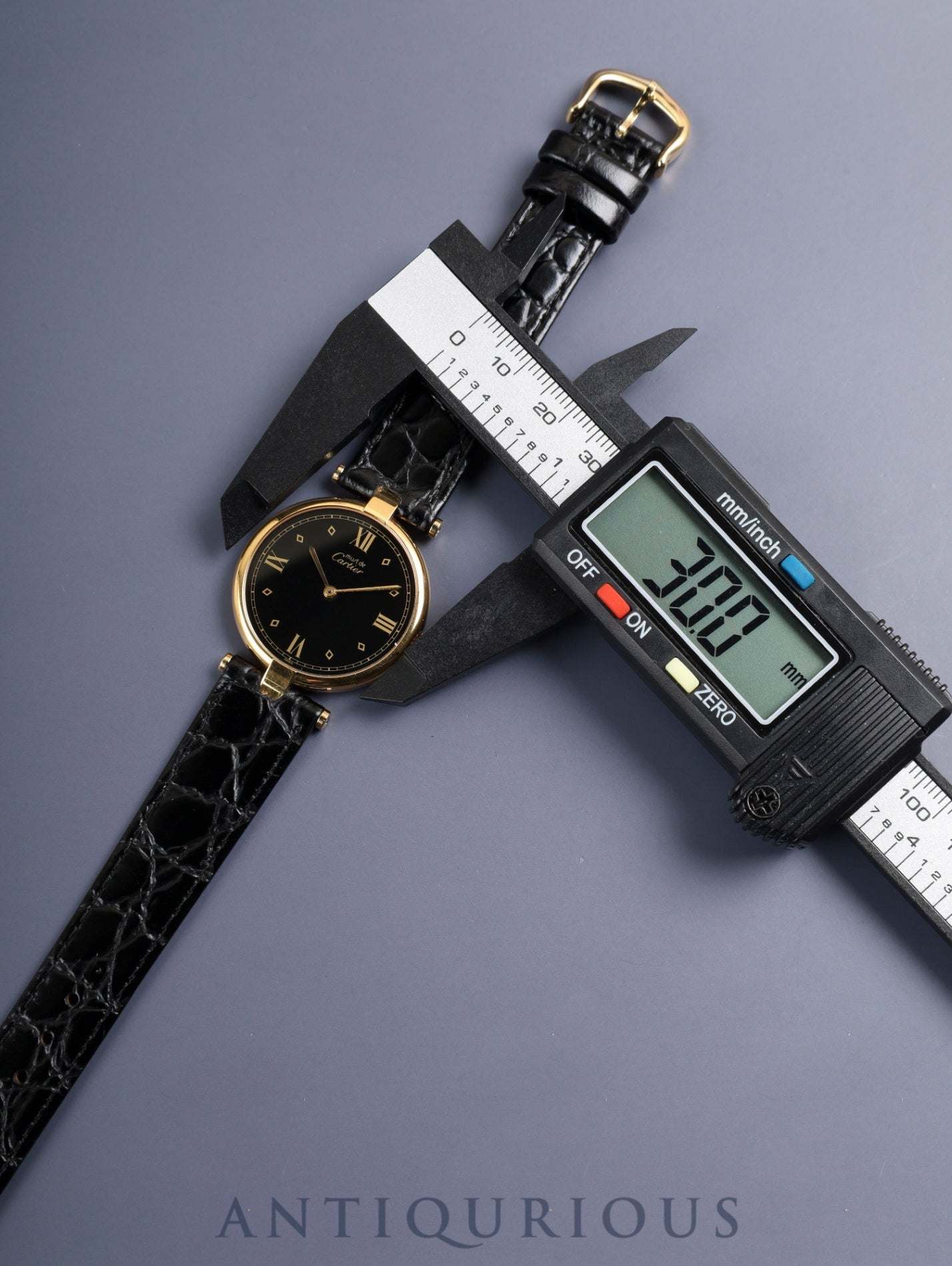 カルティエ マスト ヴァンドーム VLC LM 590003 クォーツ Cal.90 SV925 革 純正尾錠(GP) ブラック飛びローマン文字盤 オーバーホール済み