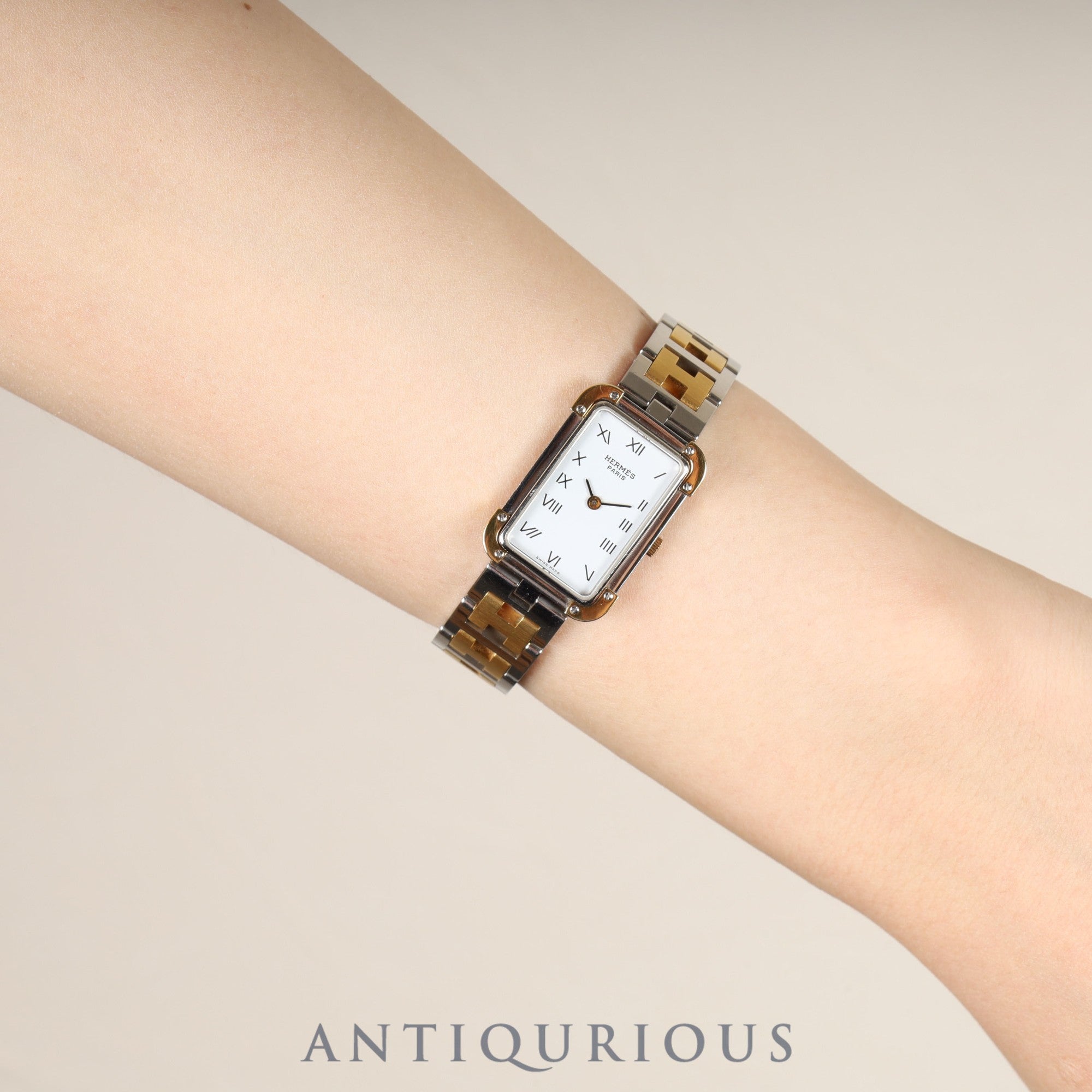 エルメス クロアジュール クォーツ Cal.976 001 SS/GP SS/GP ホワイト文字盤 オーバーホール済み