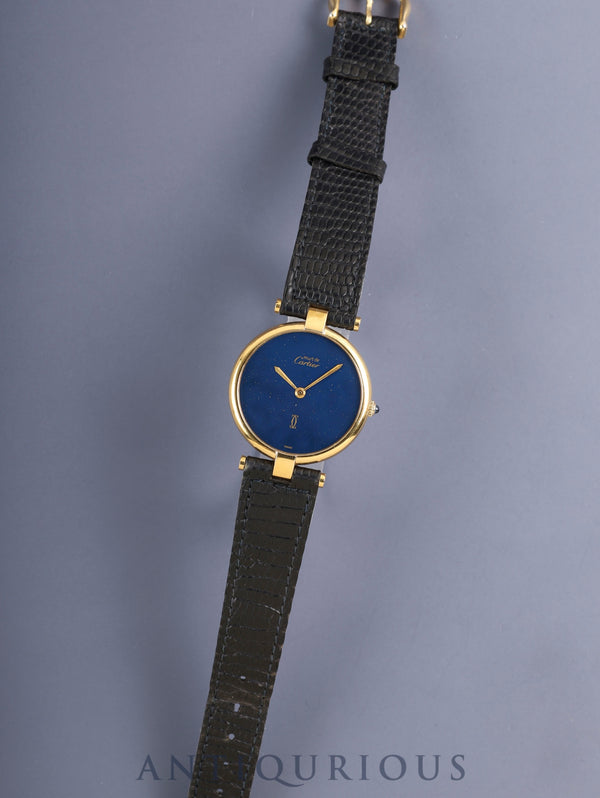 カルティエ マスト ヴァンドーム VLC LM 17 クォーツ Cal.81 SV925 革 純正ピンバックル(GP)ラピスラズリ文字盤(SWISS表記) オーバーホール済み