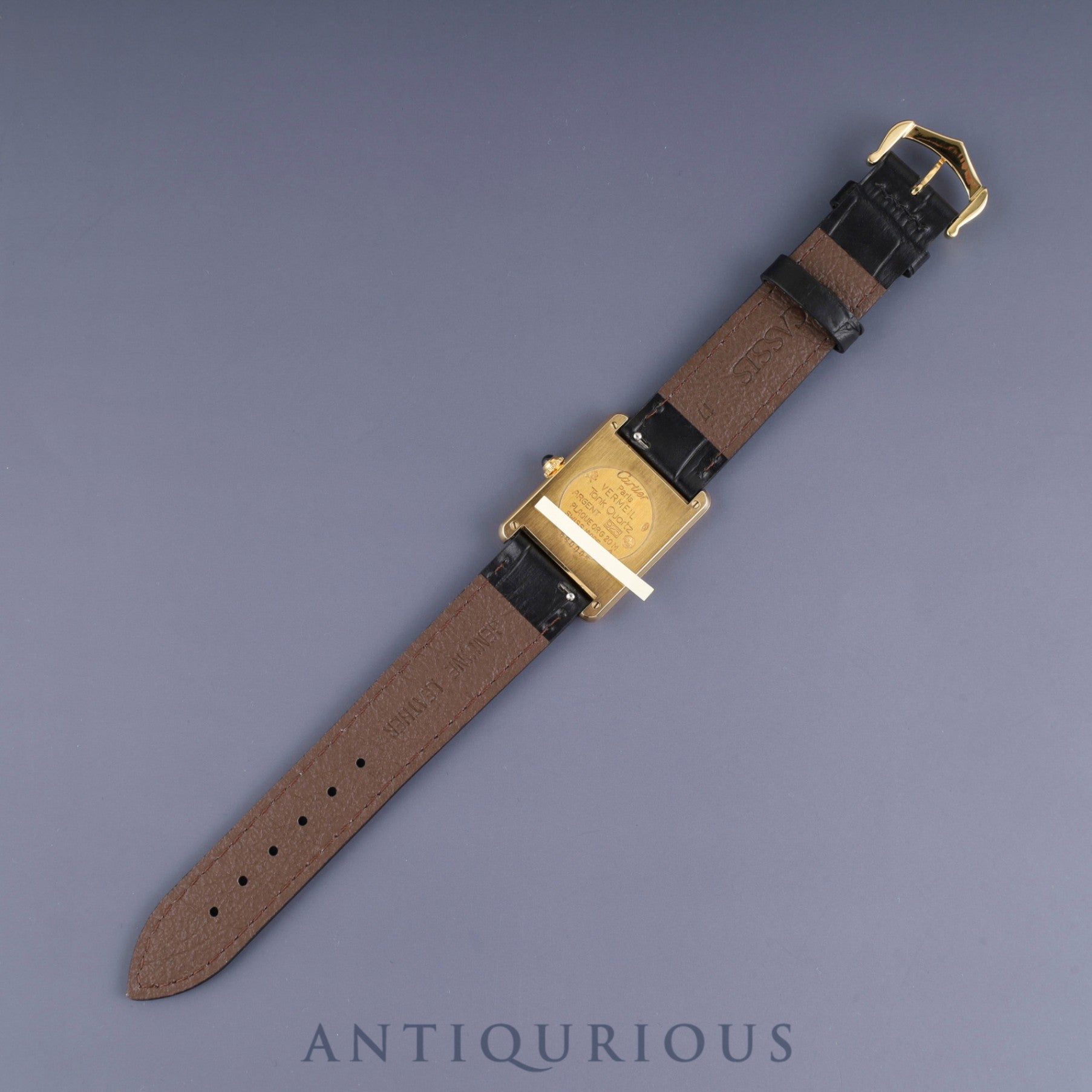 Cartier Must Tank LM 590005 Quartz Caliber 90 SV925 Leather Strap with Genuine GP Buckle Ivory Roman Dial Box and Booklet Overhauled