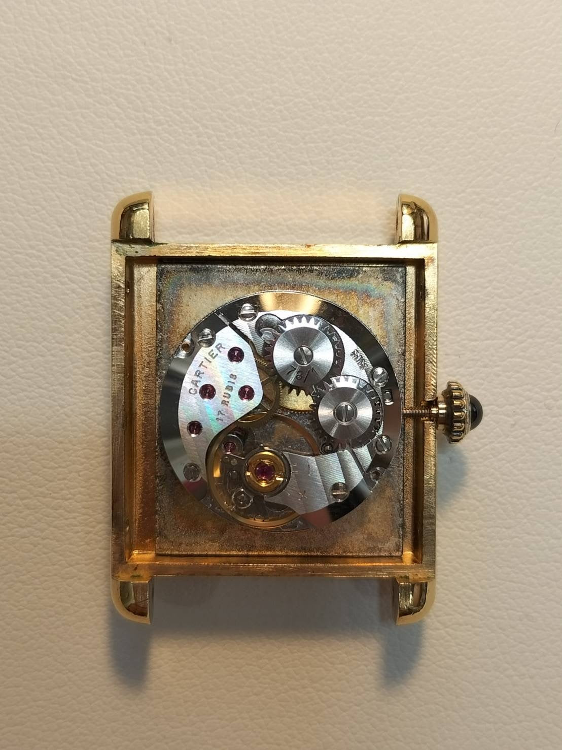 Cartier Must Tank LM Manual winding Cal.78-1 SV925 Leather Genuine buckle (GP) Lapis lazuli dial Overhauled