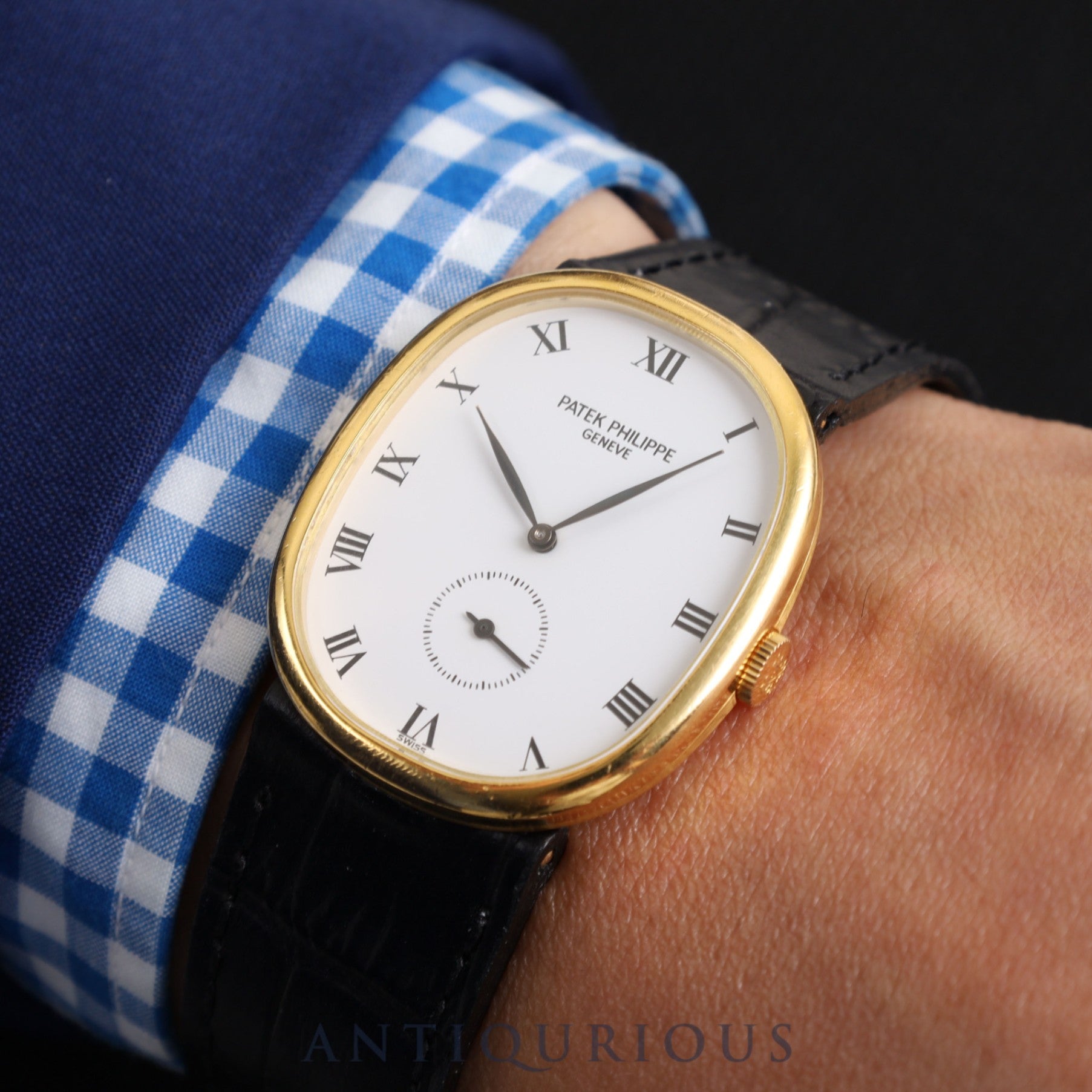 パテック・フィリップ ゴールデンエリプス 3948J 手巻き Cal.215 750 革 純正尾錠(750)ホワイトローマン文字盤 箱 タグ