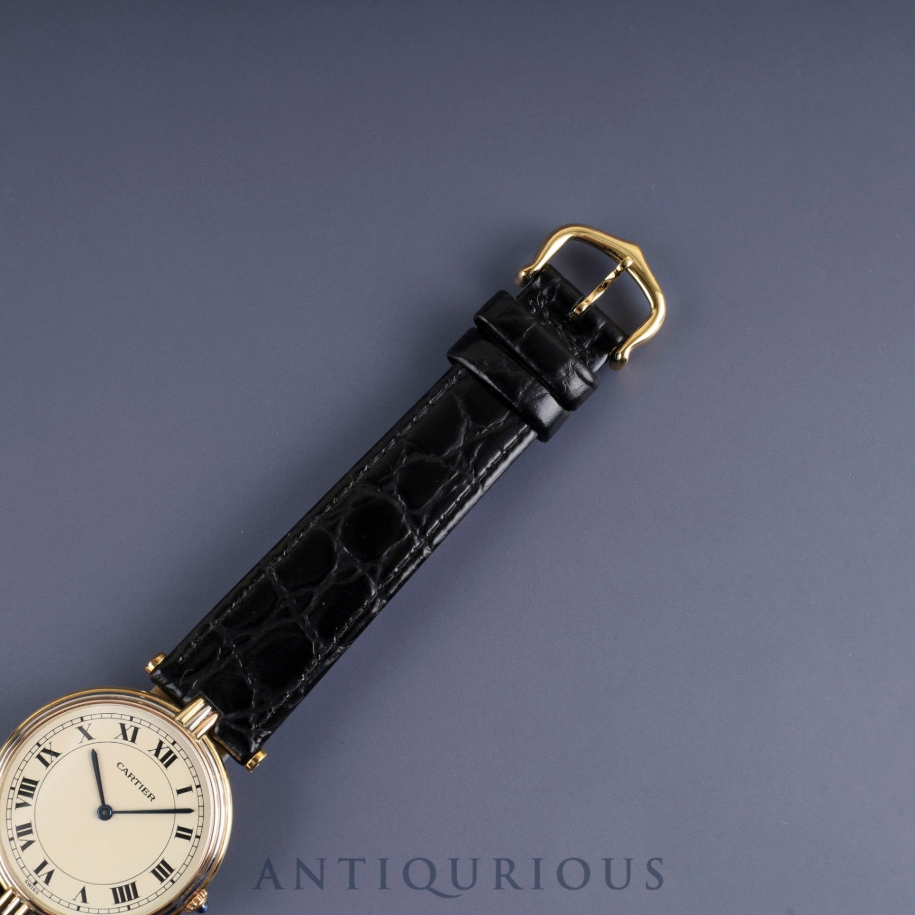 Cartier Vendome VLC Trinity LM 8151 Quartz Cal.81 750YG Leather Genuine Buckle (GP) Ivory Roman Dial Warranty (1999) Booklet Overhauled