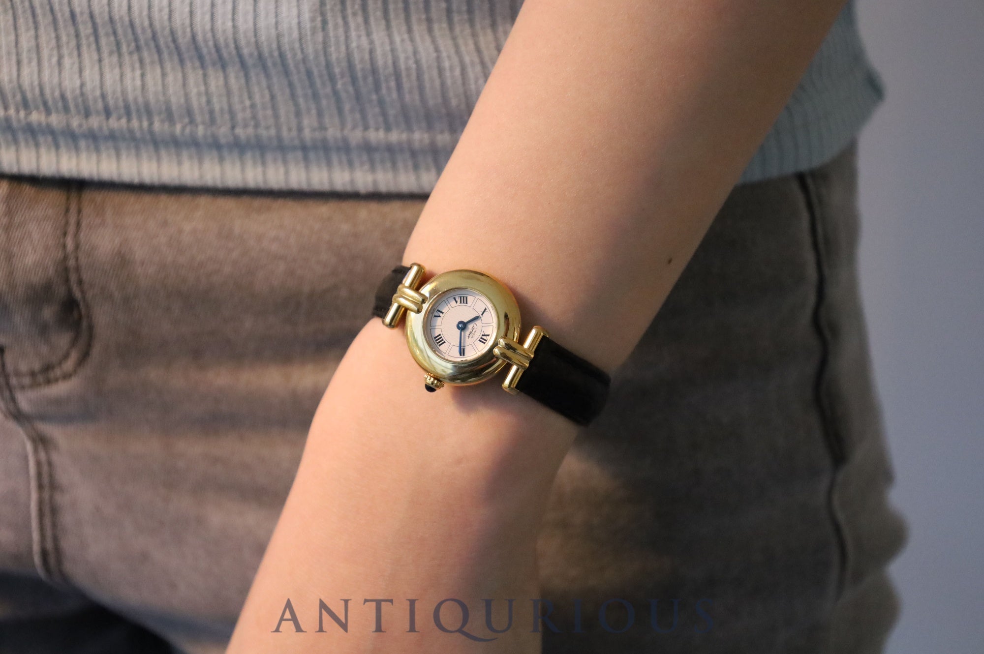 Cartier Must Colisee W1009954/1902 Quartz Cal.90 SV925 Leather Genuine D Buckle (GP) White Roman CC Dial Warranty (1999) Overhauled