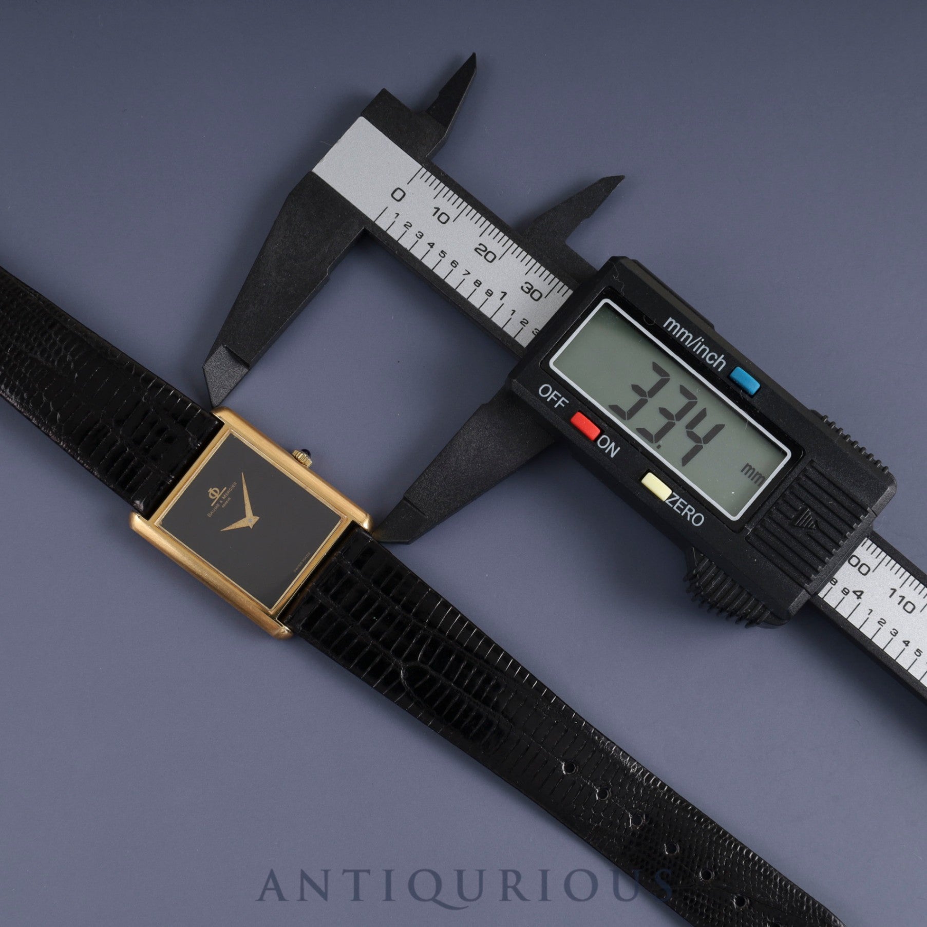 Baume & Mercier Rectangular 37059 (B) Manual winding Cal.8M775 750 Leather Genuine buckle (GP) Black (onyx) dial Overhauled