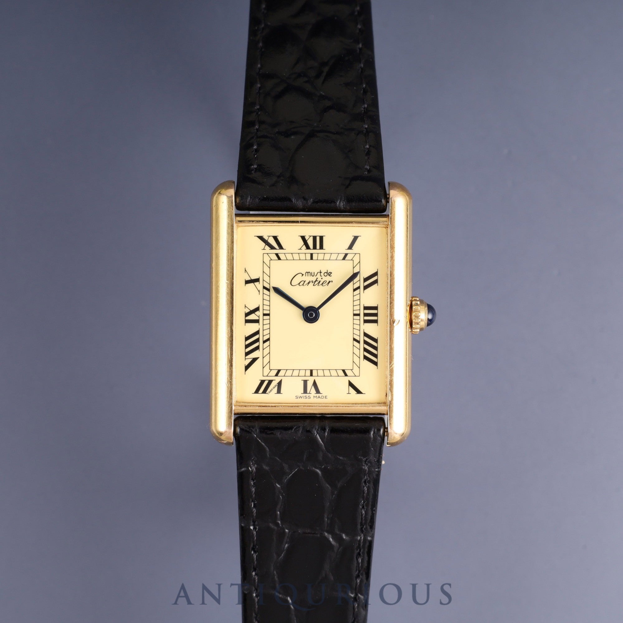Cartier Must Tank LM W1002753 / 1615 Quartz SV925 Leather Genuine buckle (GP) Ivory Roman dial Warranty (1996) Complete service (full maintenance) completed at Cartier boutique