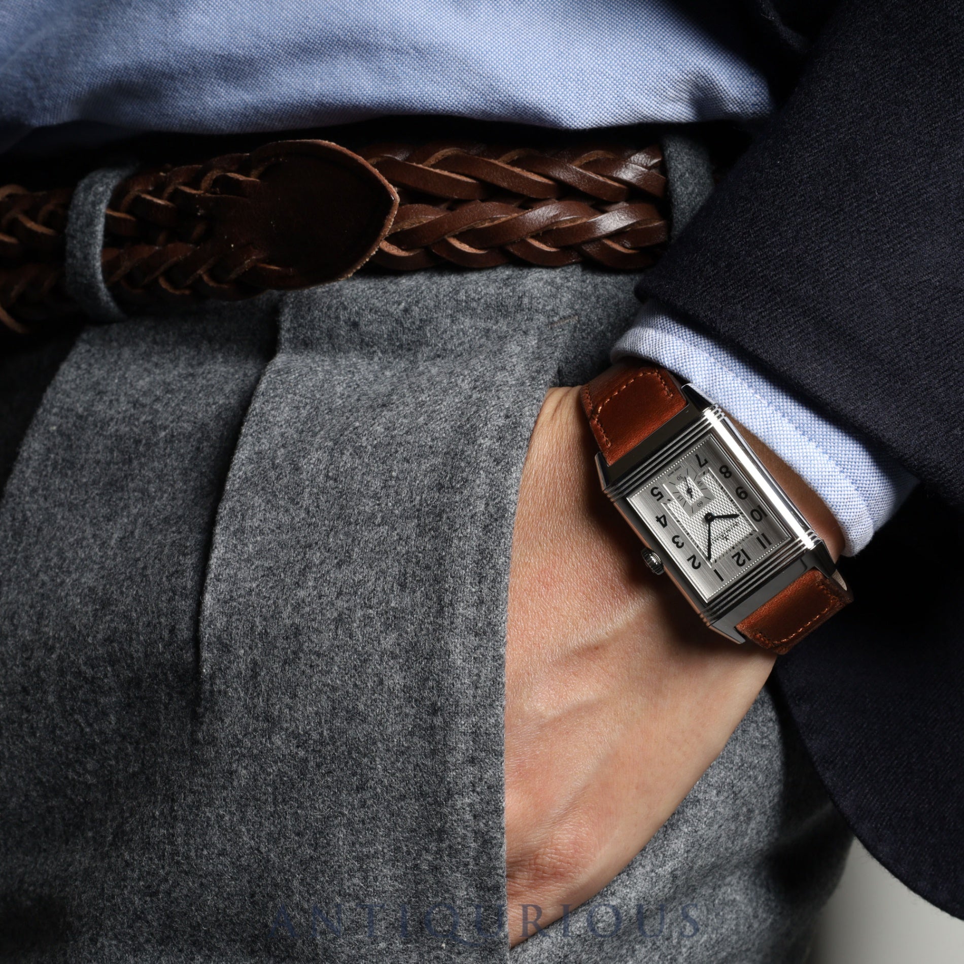 Jaeger-LeCoultre Reverso Classic Large Duo Small Second 215.8.D4 (Q3848422) Manual winding SS Genuine leather strap Genuine buckle (SS) Silver / Black dial Box Warranty (2023)