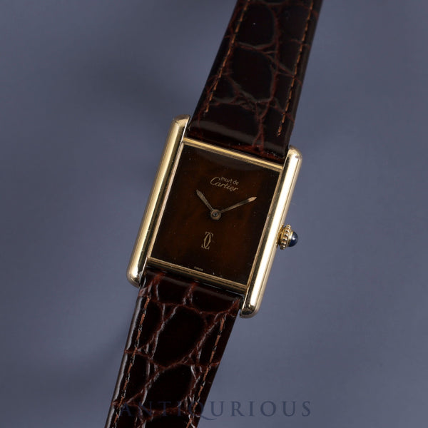 Cartier Must Tank LM Manual winding Cal.78-1 SV925 Leather Genuine buckle (GP) Mahogany dial Overhauled