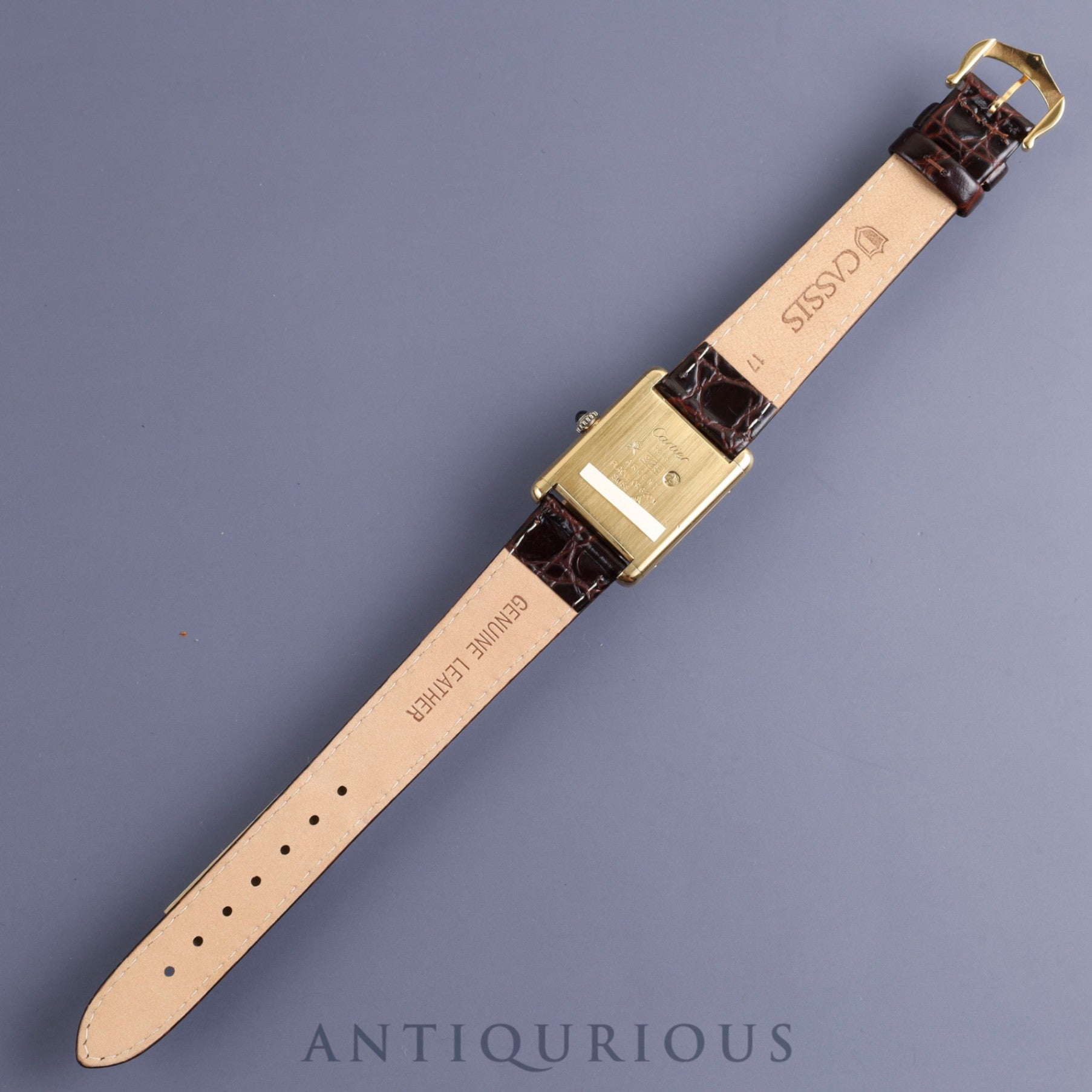 カルティエ マストタンク LM 手巻き Cal.78-1 SV925 革 純正尾錠(GP)マホガニー文字盤 オーバーホール済み