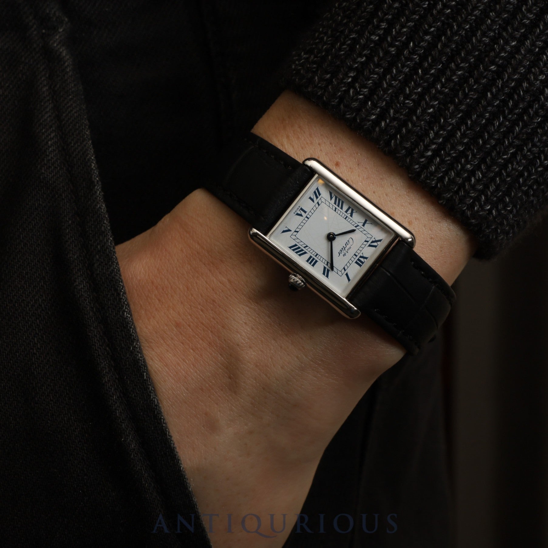 Cartier Must Tank LM 681006 Quartz Caliber 81 SV925 Leather Strap with Genuine Stainless Steel Buckle, White Roman Dial, Circa 1982-1995, Overhauled and Finished to Like New