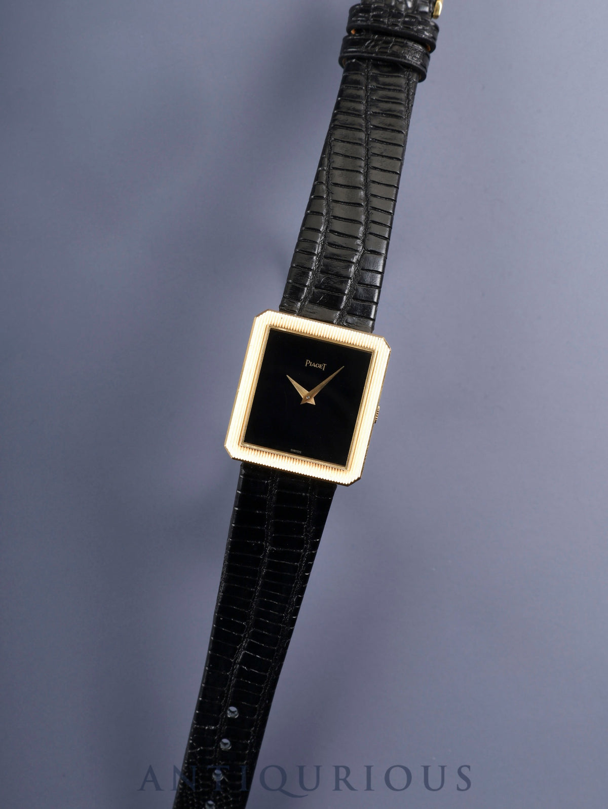Piaget Protocol 9154 Manual Winding Caliber 9P 750YG Leather Strap with Genuine Buckle (750YG) Black Dial Overhauled
