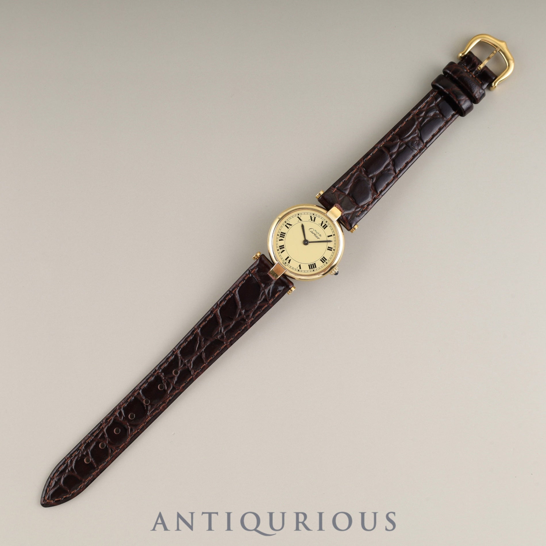 Cartier Must Vendôme VLC SM 18 Quartz Cal.81 SV925 Genuine Buckle (GP) Ivory Roman Dial Box Booklet Warranty Card Overhauled