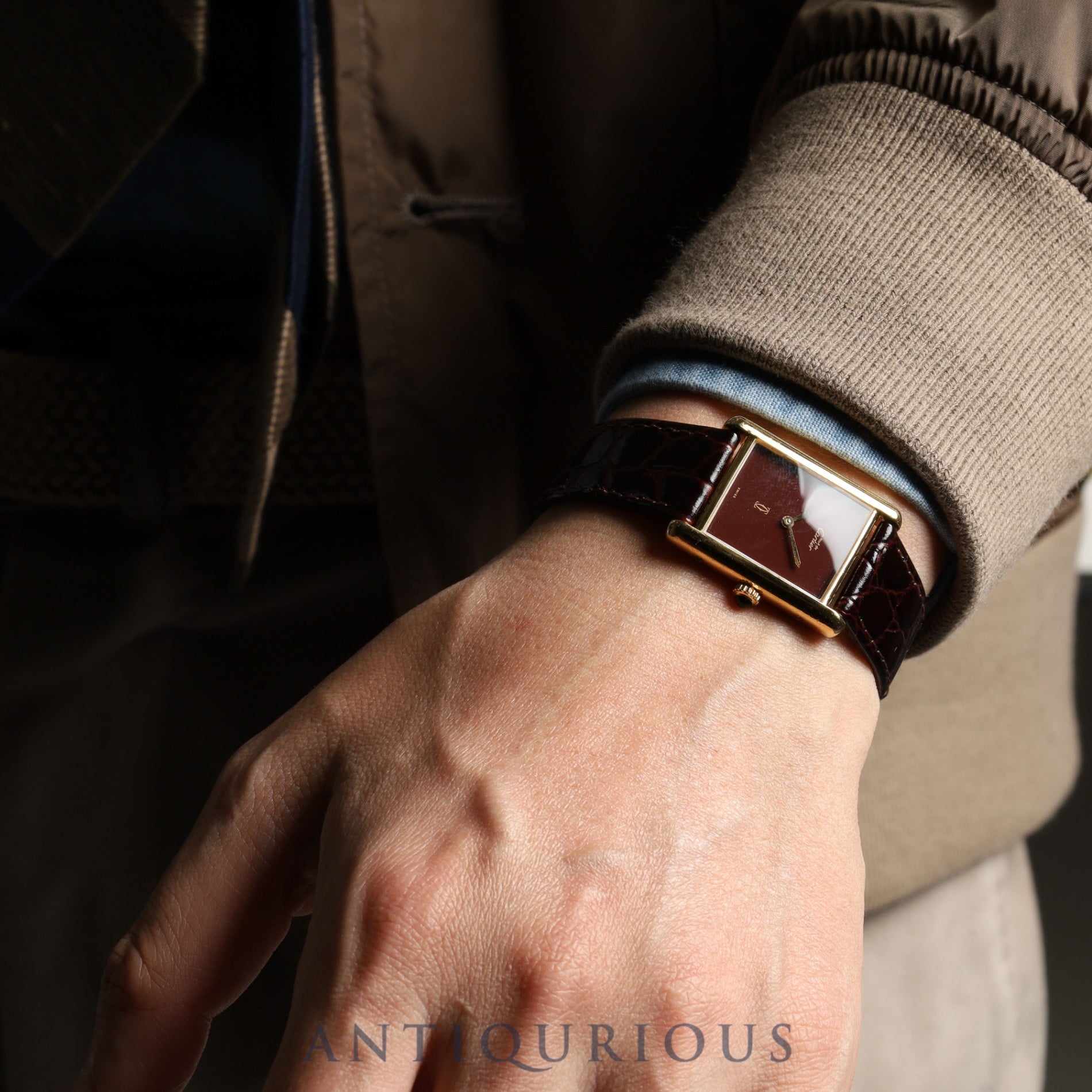 Cartier Must Tank LM Manual winding SV925 Leather Genuine buckle (GP) Garnet dial Bordeaux dial Overhauled New finish