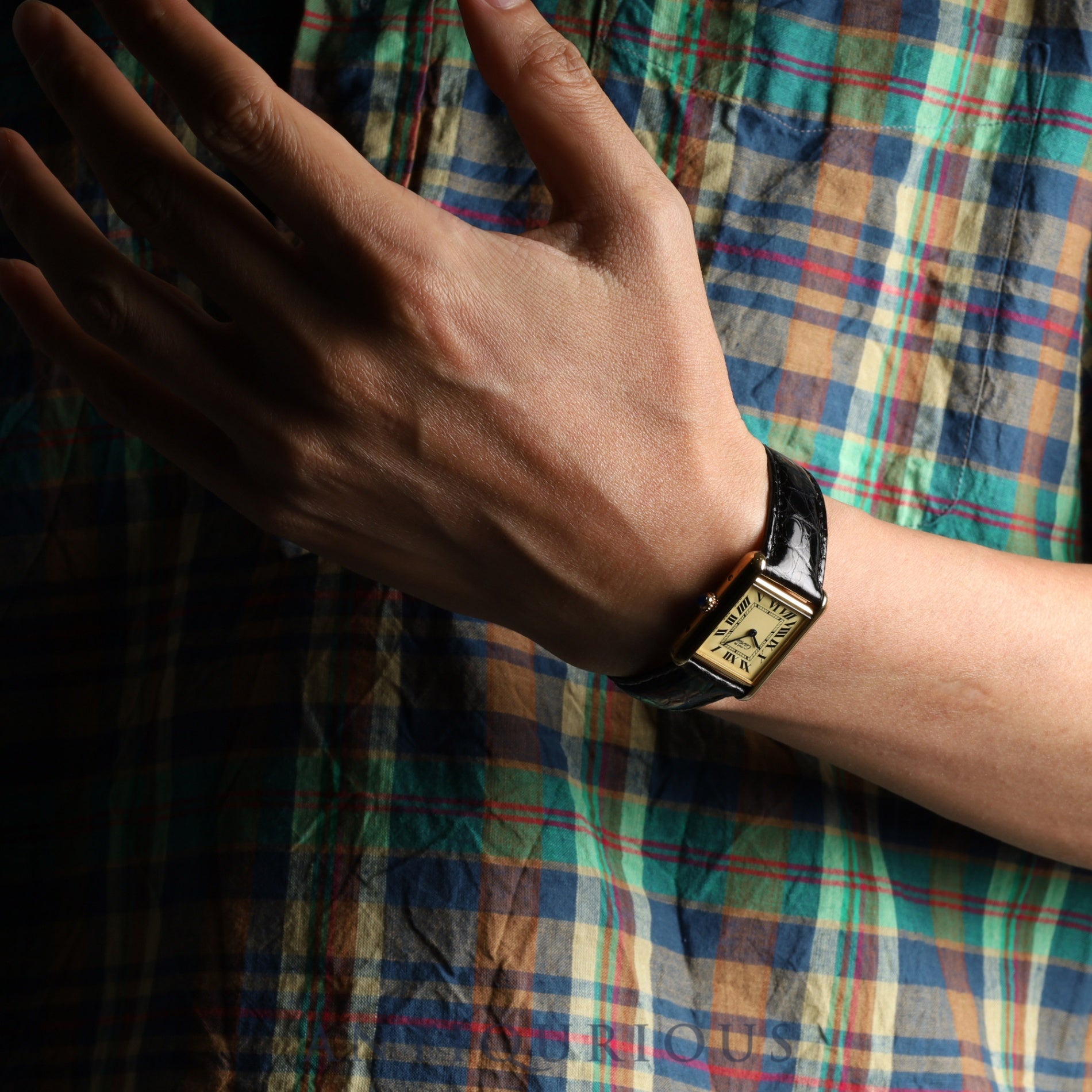 カルティエ マストタンク MM 2415 クォーツ Cal.057 SV925 革 純正Dバックル(GP) アイボリーローマン文字盤 オーバーホール済み