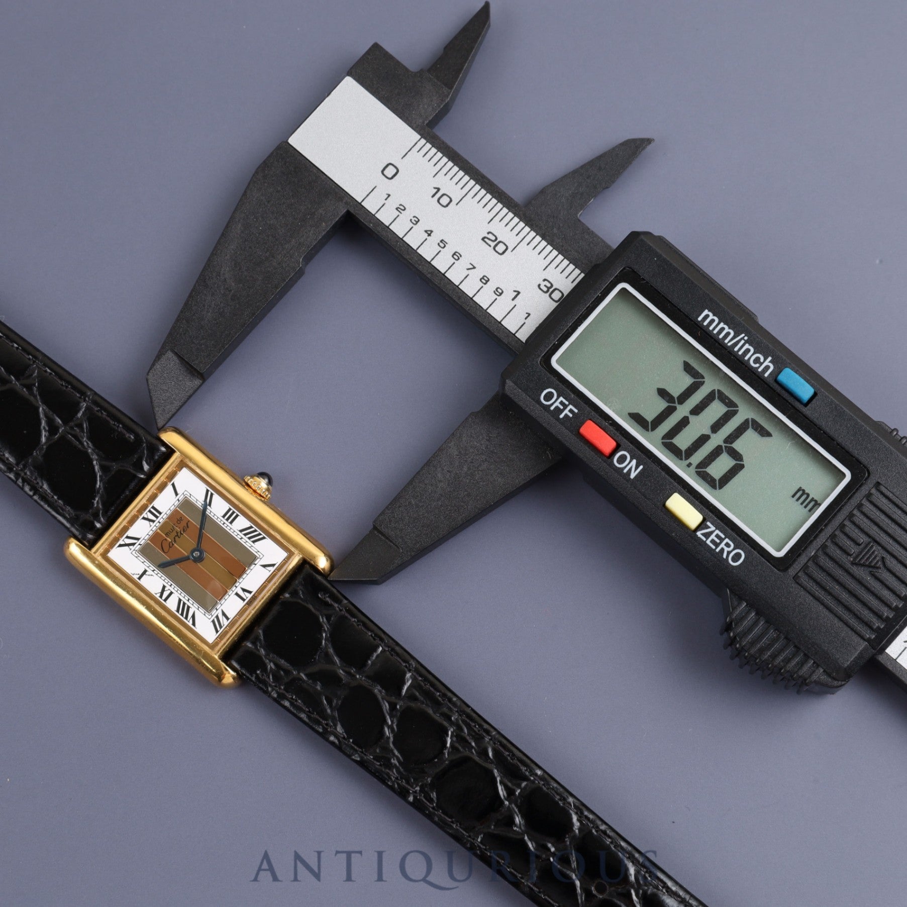 Cartier Must Tank LM Quartz Cal.90 590005 SV925 Leather Genuine Buckle (GP) Front Trinity Dial Overhauled