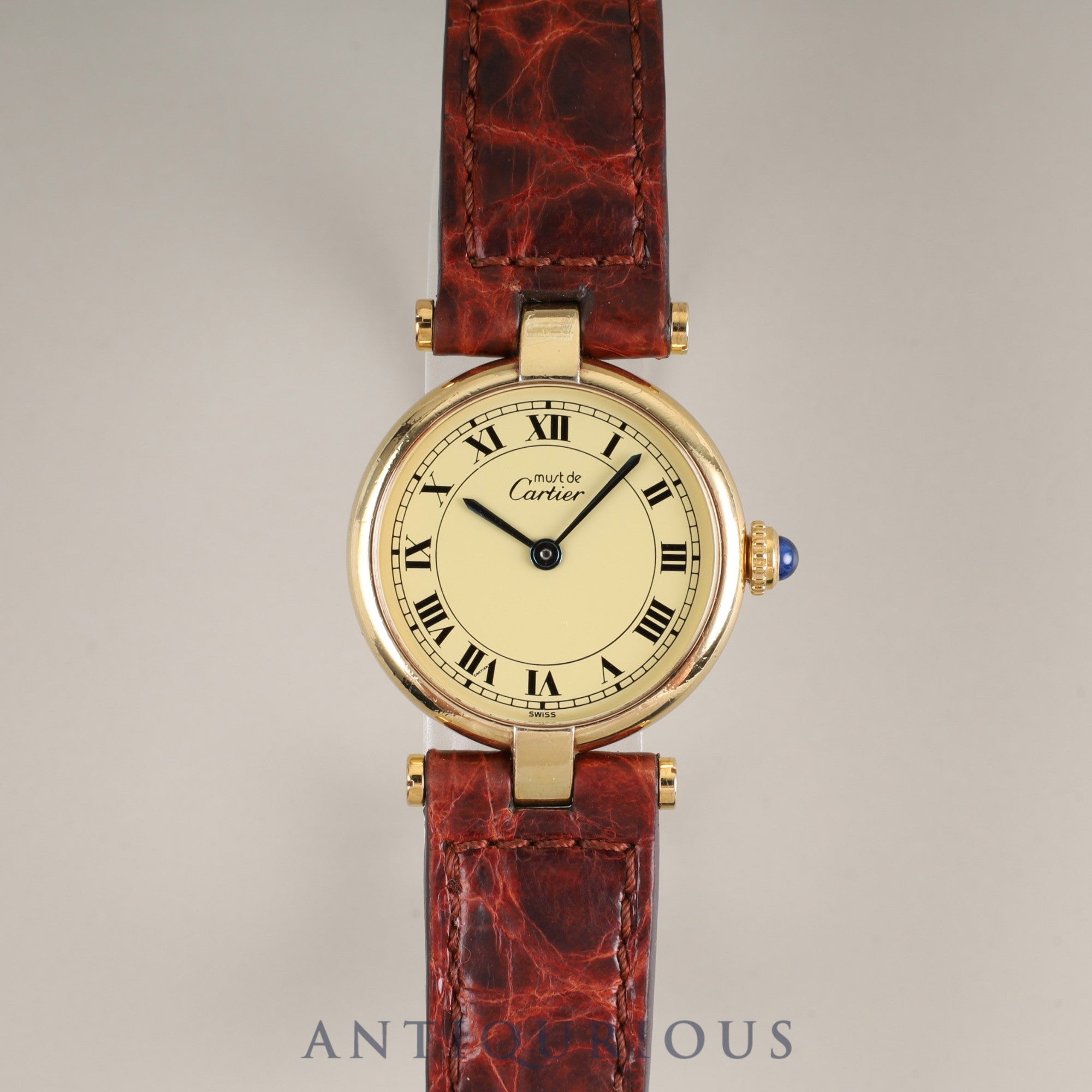 カルティエ マスト ヴァンドーム VLC SM 590004 クォーツ Cal.690 SV925 純正革ベルト 純正尾錠(GP) アイボリーローマン文字盤 オーバーホール済み
