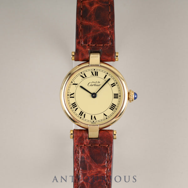 Cartier Must Vendome VLC SM 590004 Quartz Cal.690 SV925 Genuine leather strap Genuine buckle (GP) Ivory Roman dial Overhauled