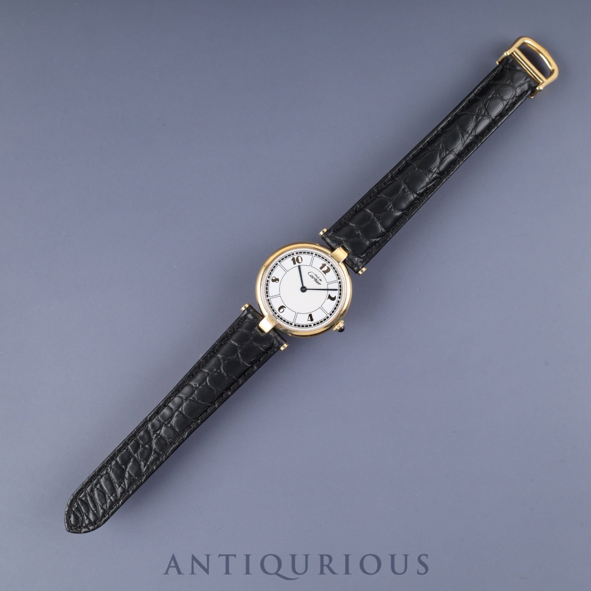 カルティエ マスト ヴァンドーム VLC LM W1009754 / 1861 クォーツ Cal.90 SV925 革 純正Dバックル(GP)飛びアラビア文字盤 オーバーホール済み