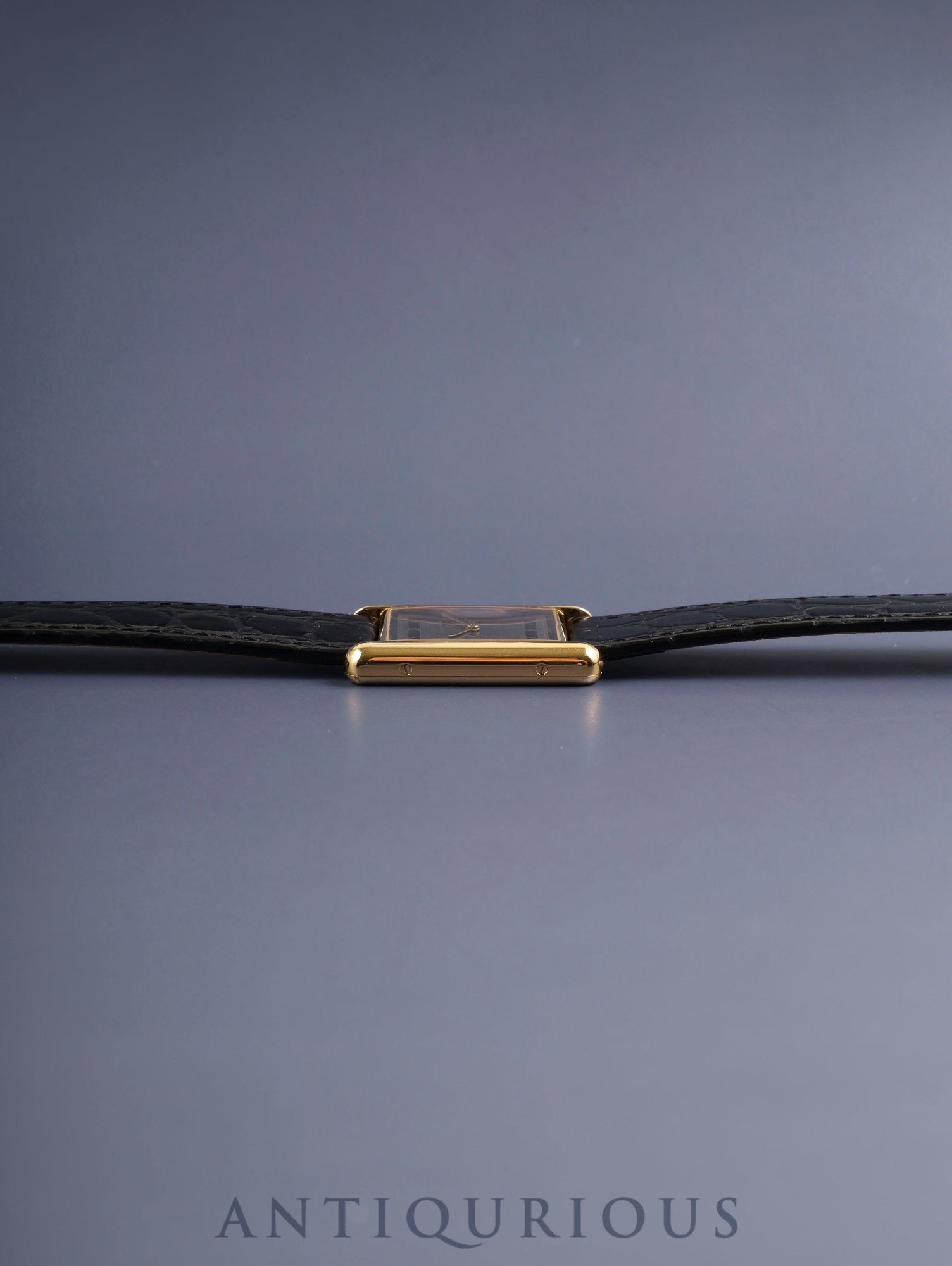 カルティエ マストタンク LM 681006 クォーツ Cal.81 SV925 革 純正尾錠(GP)グレー飛びローマン文字盤(SWISS表記)オーバーホール済み